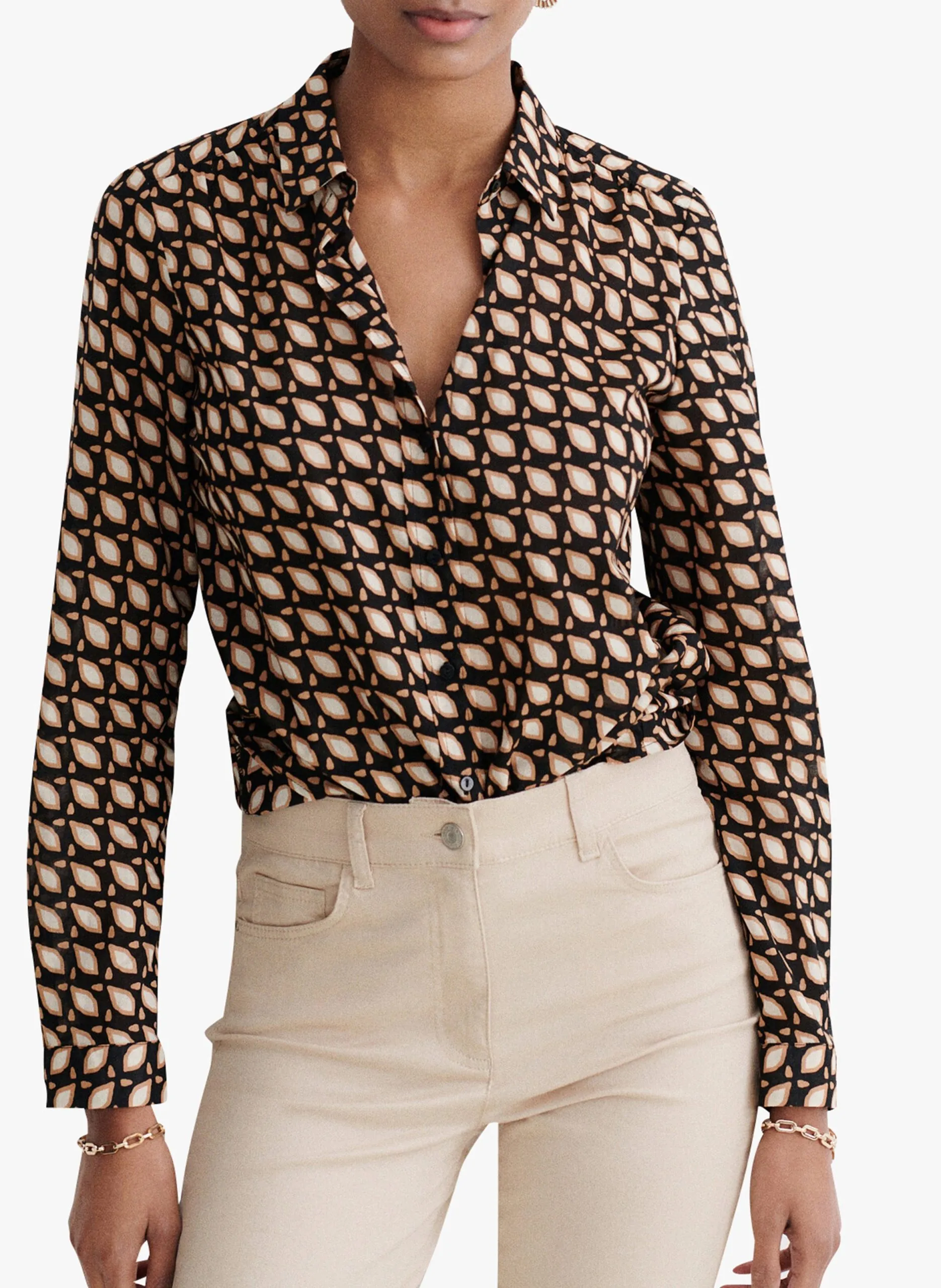 Caprihose aus Baumwoll-Mix Beige PK012-MASONB