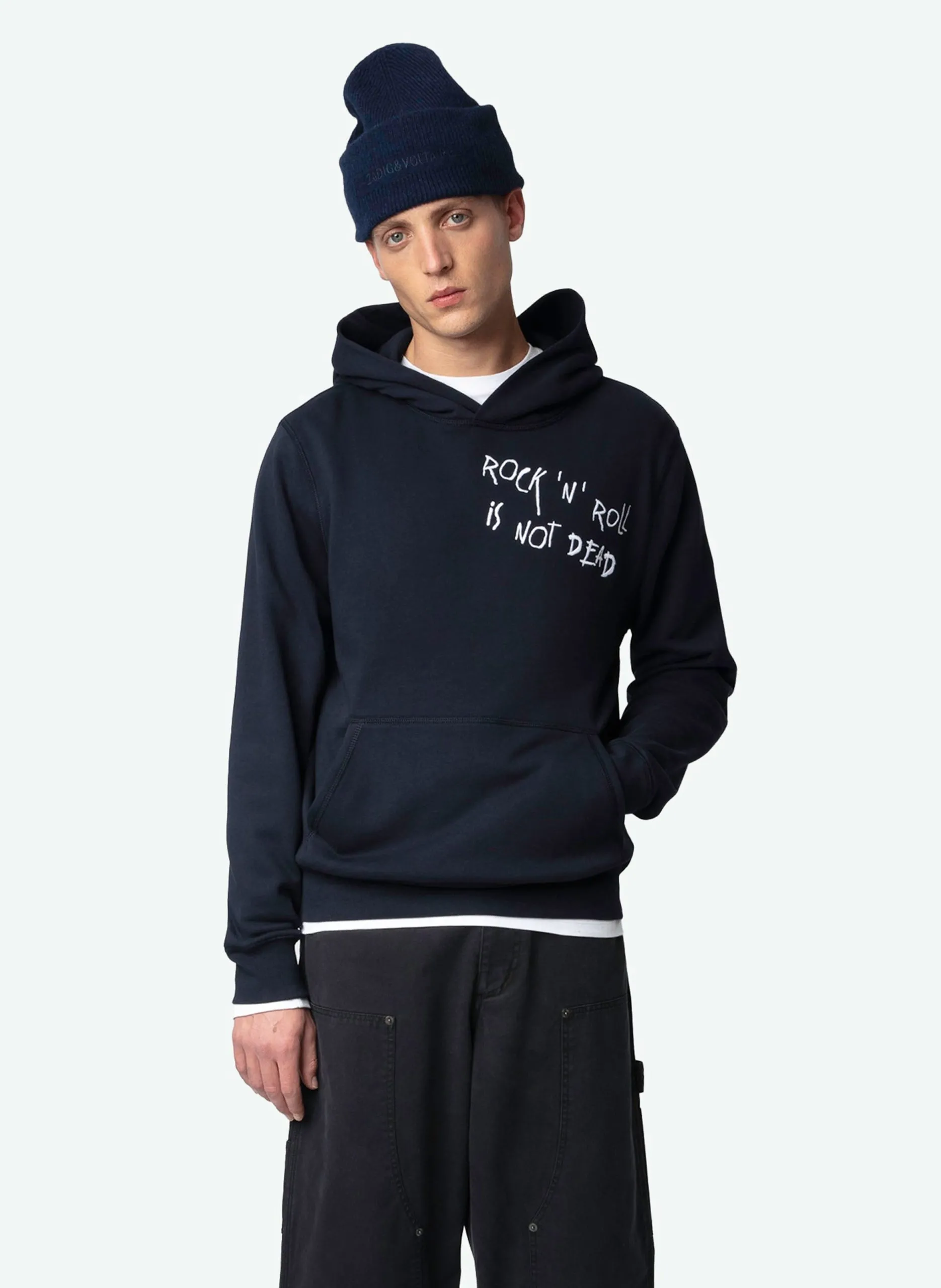 Besticktes Kapuzensweatshirt aus Bio-Baumwolle Blau SANCHI