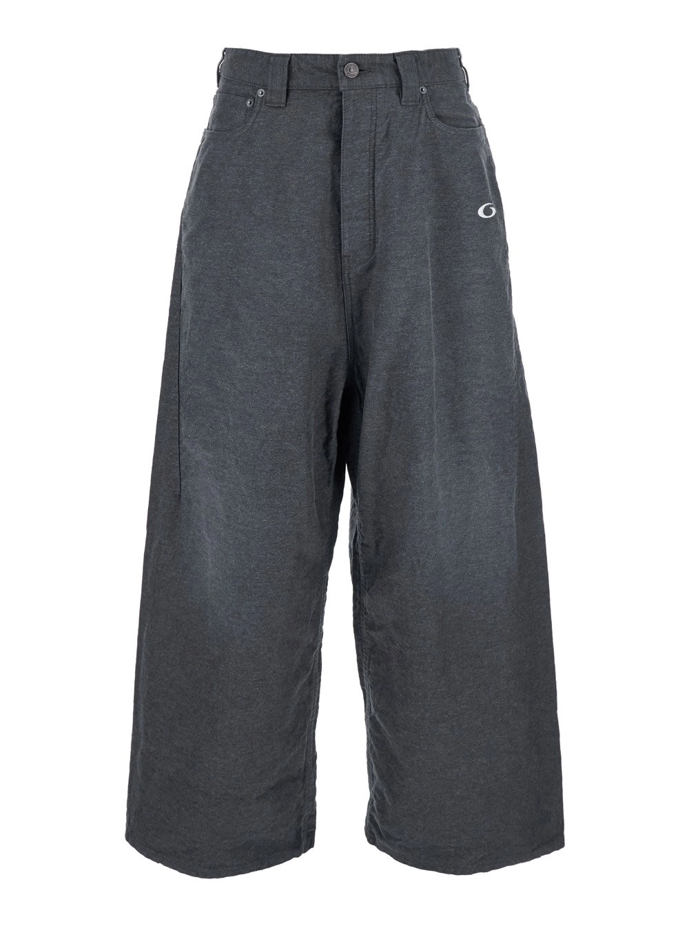 Graue Oversize-Hose mit Logodetail vorne und Logoaufnäher hinten aus Baumwolle Herren