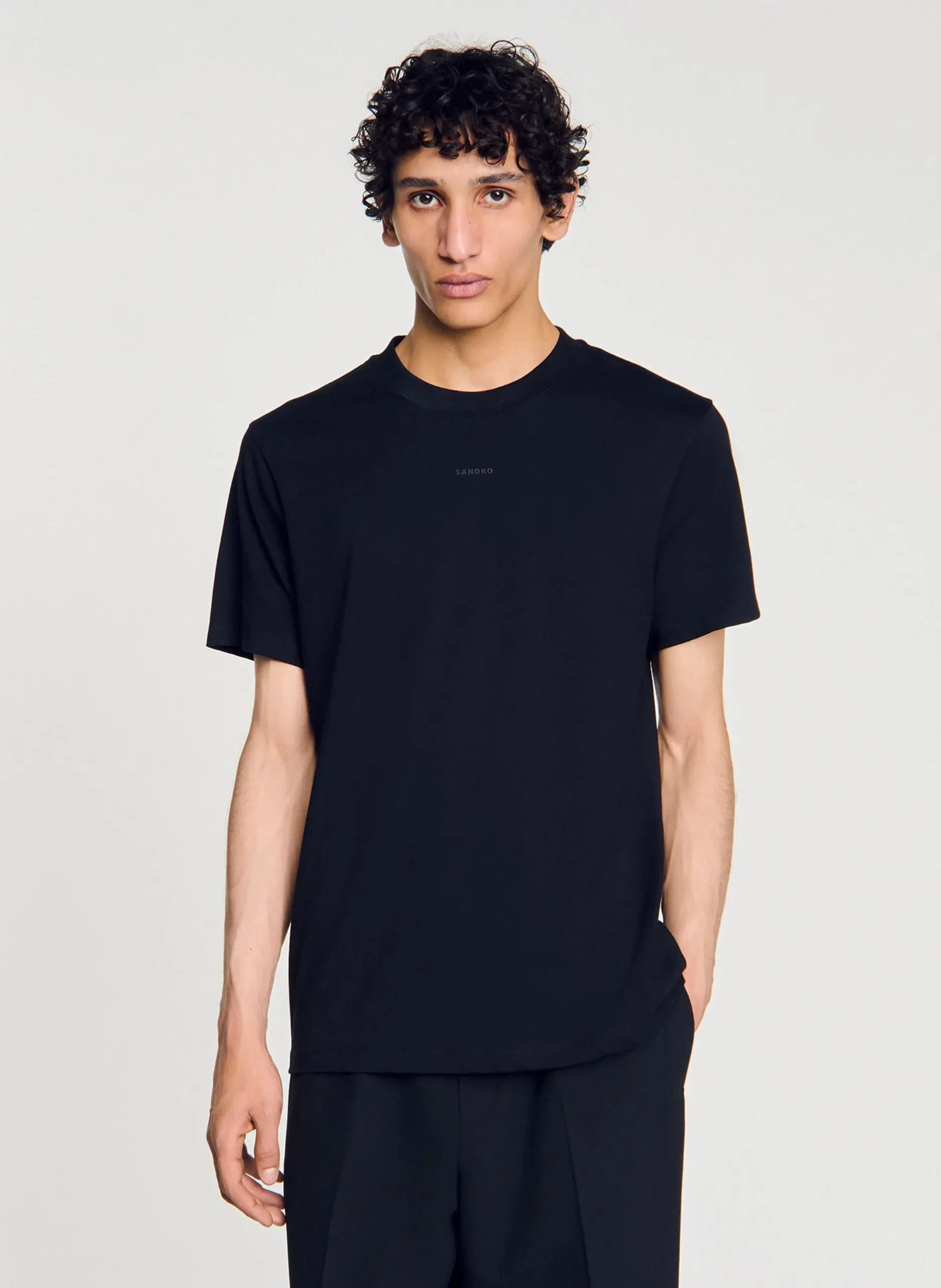 Gerade geschnittenes T-Shirt aus Baumwolle Schwarz