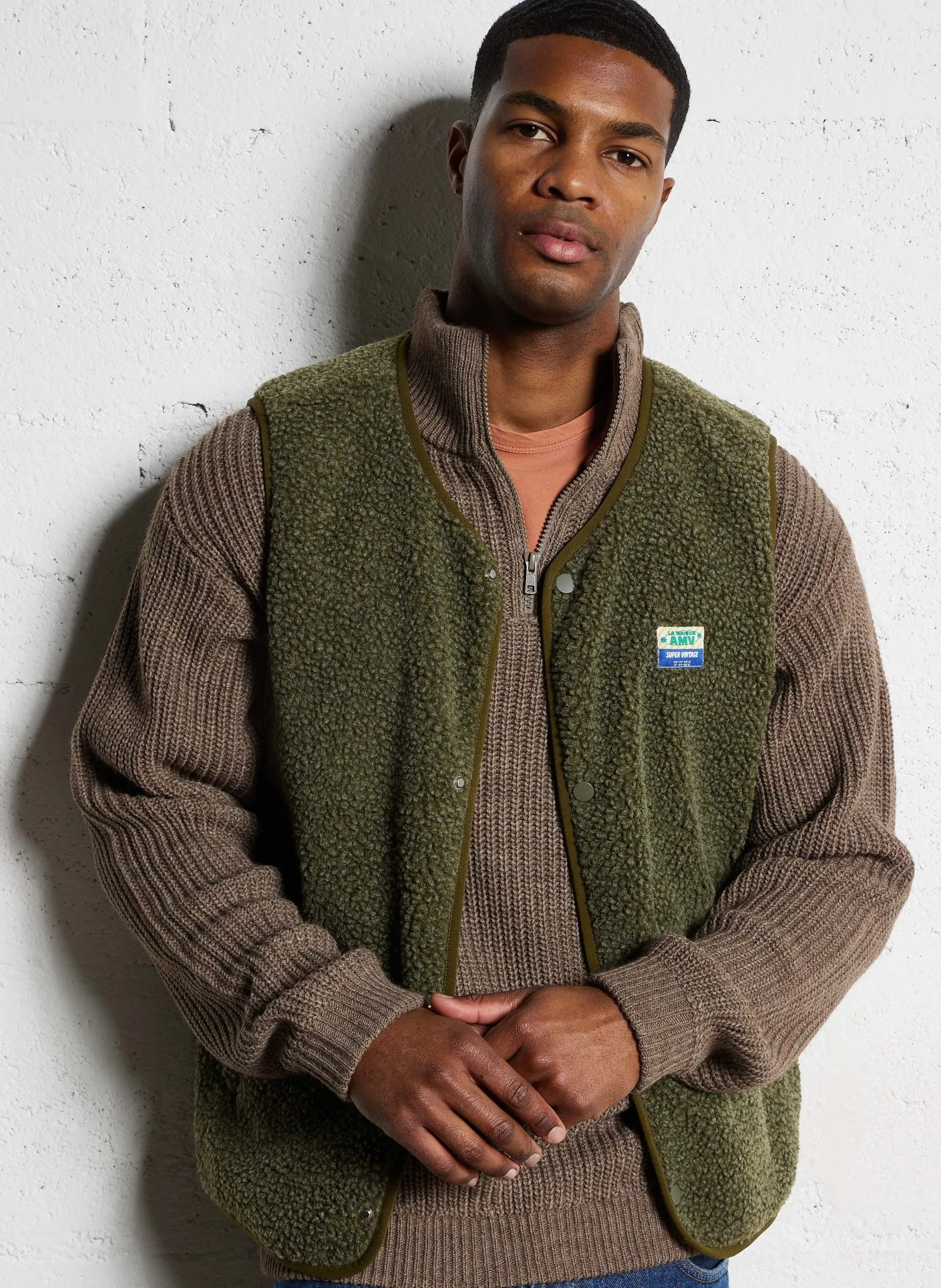 Sherpa-Jacke mit Rundhalskragen Grun HOKTOWN