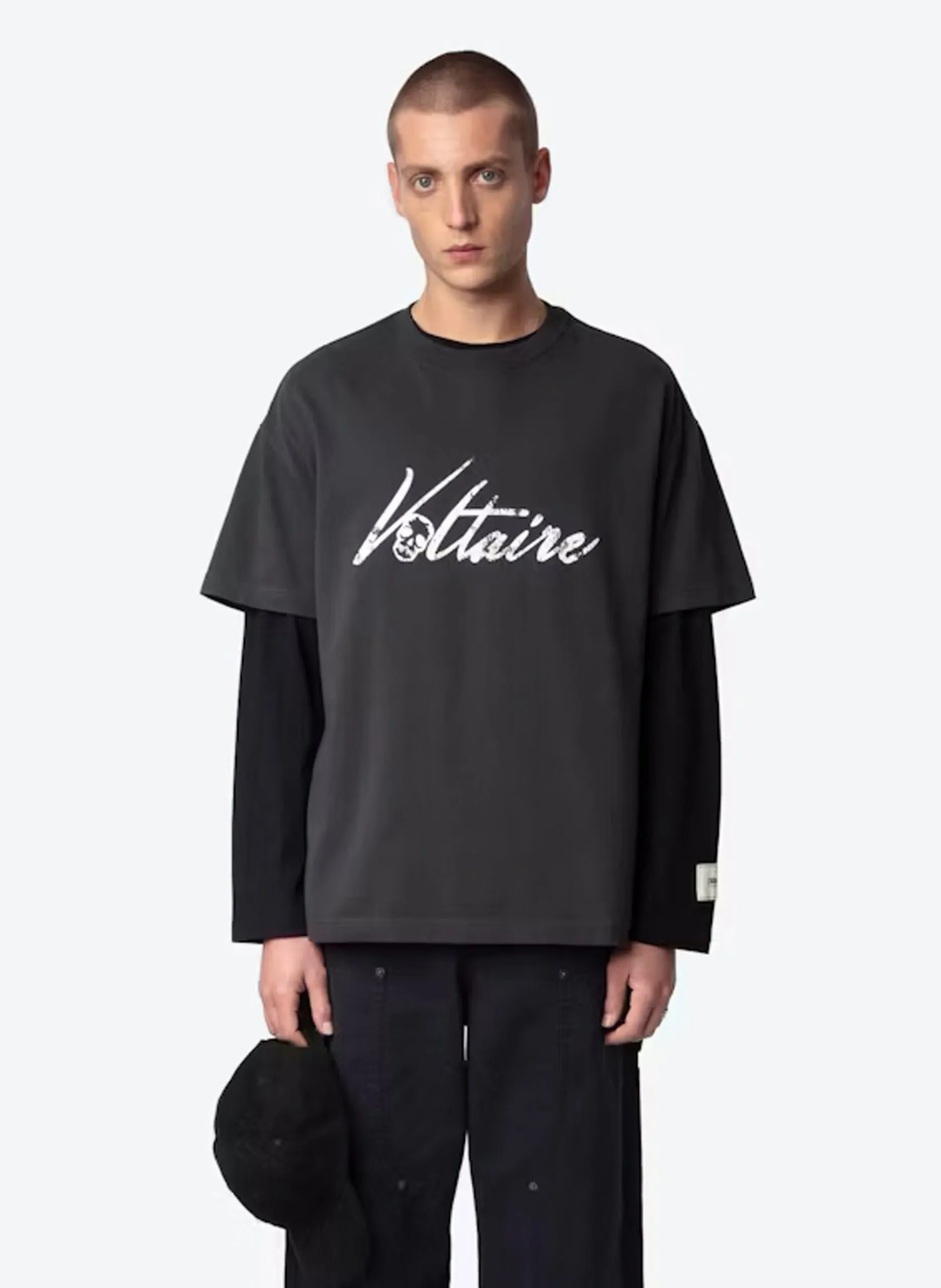 Oversize T-Shirt mit Bio-Baumwolle und Print Grau TEDDY