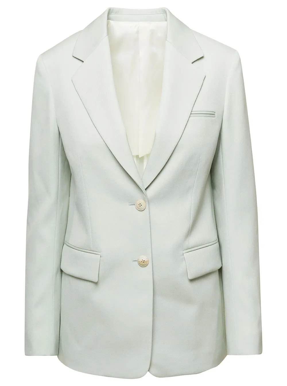 Woll-Blazer mit einknopfleiste und hellgrünem Blazer mit Taschen aus Wolle