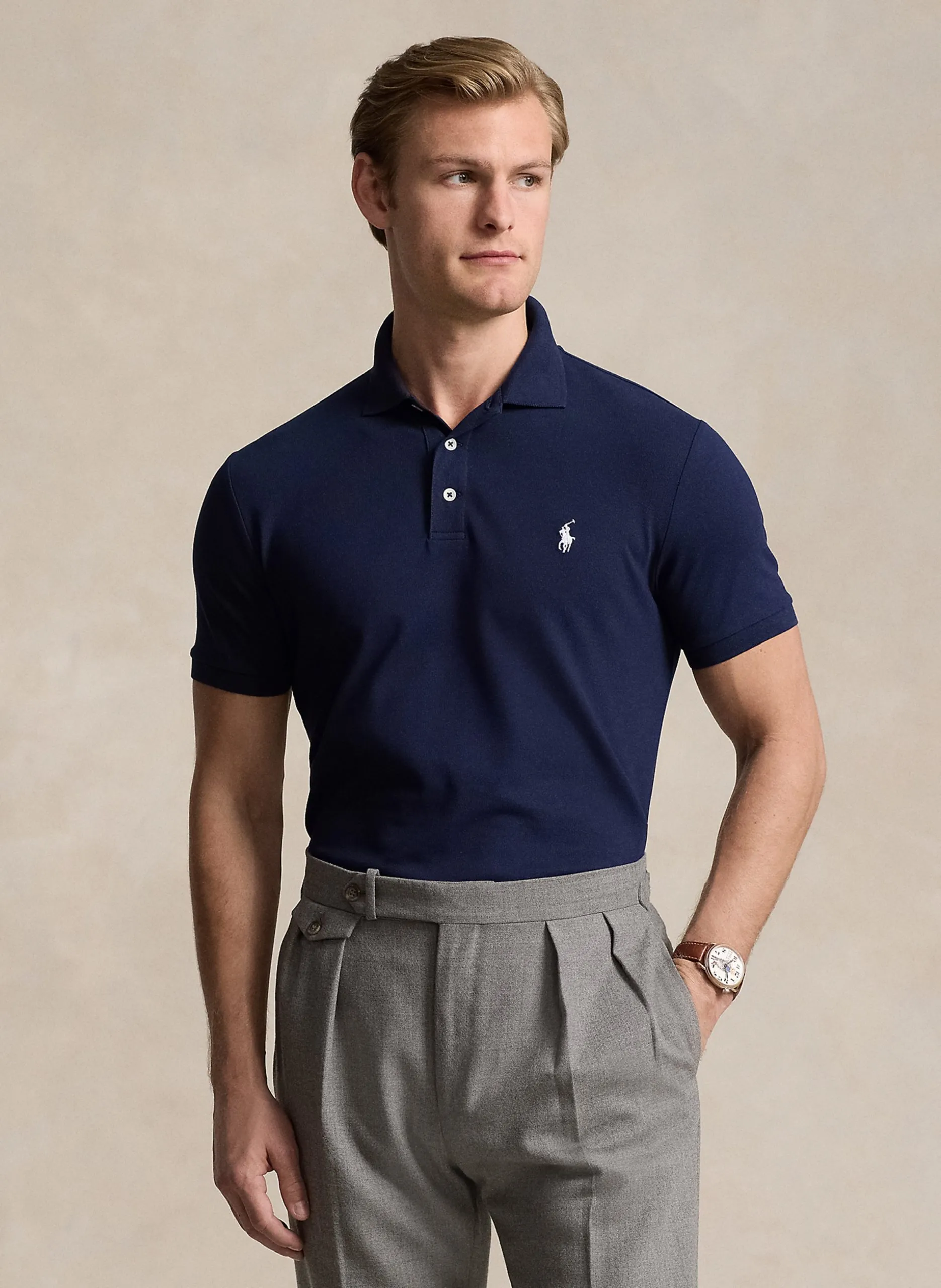 Poloshirt aus Baumwoll-Mix, Slim Fit Blau