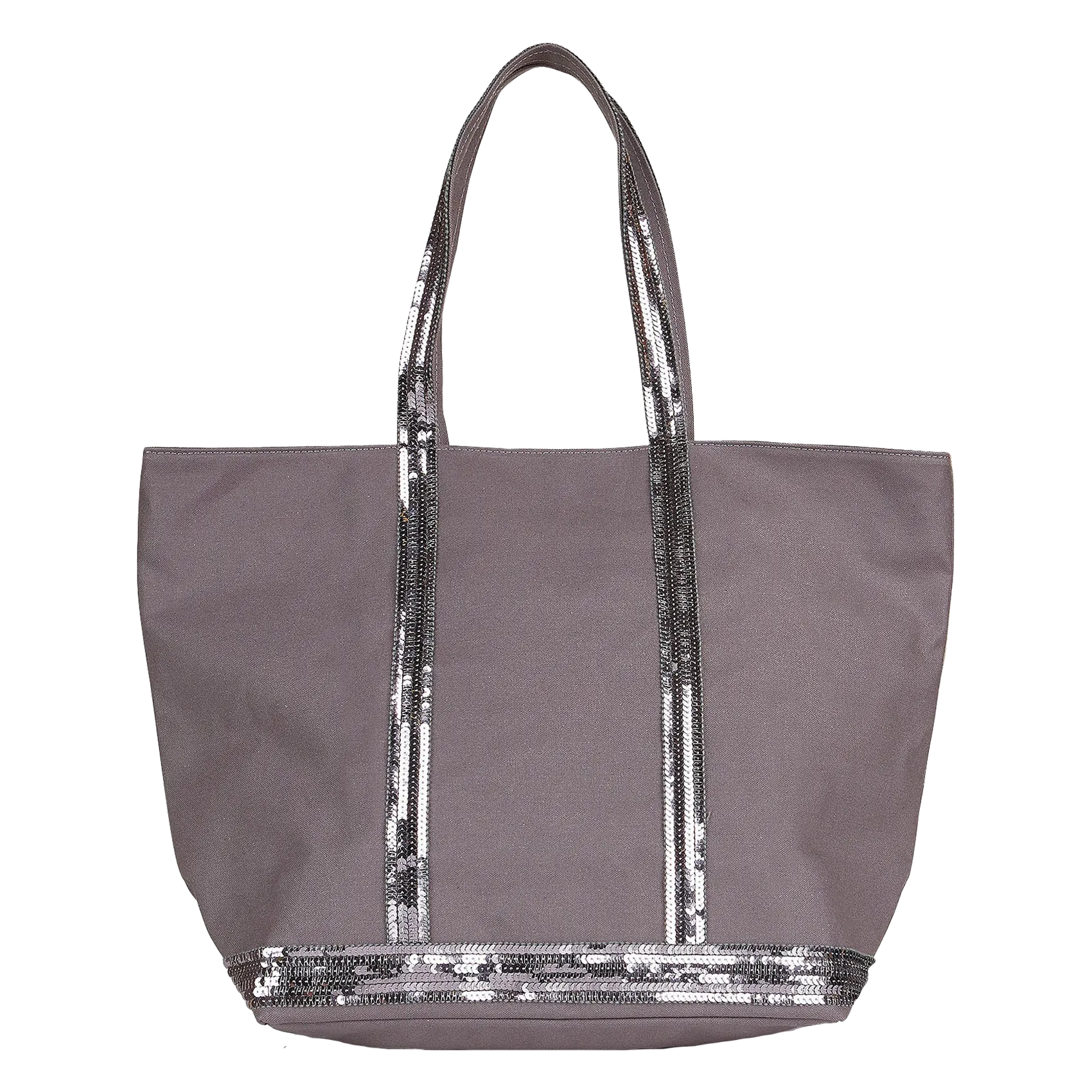 Shopper aus Baumwoll-Canvas mit Pailletten Grau CABAS L