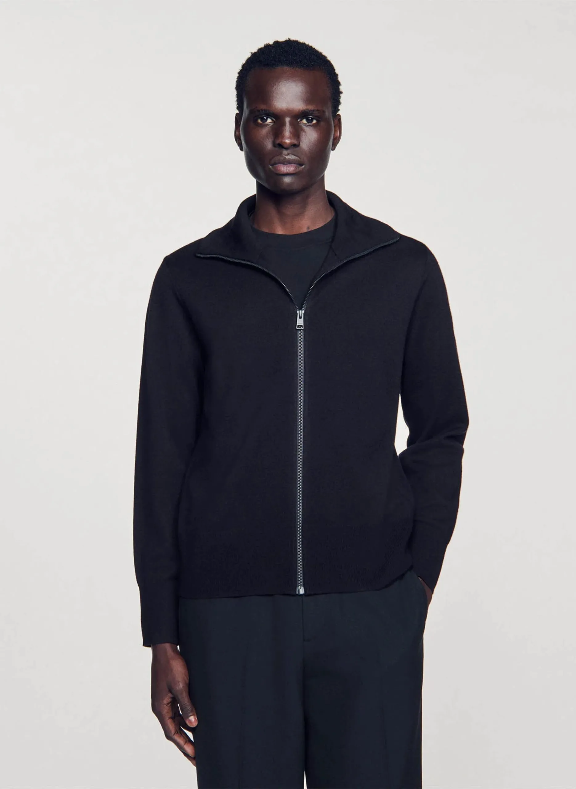 Wollstrickjacke mit Reißverschluss Blau