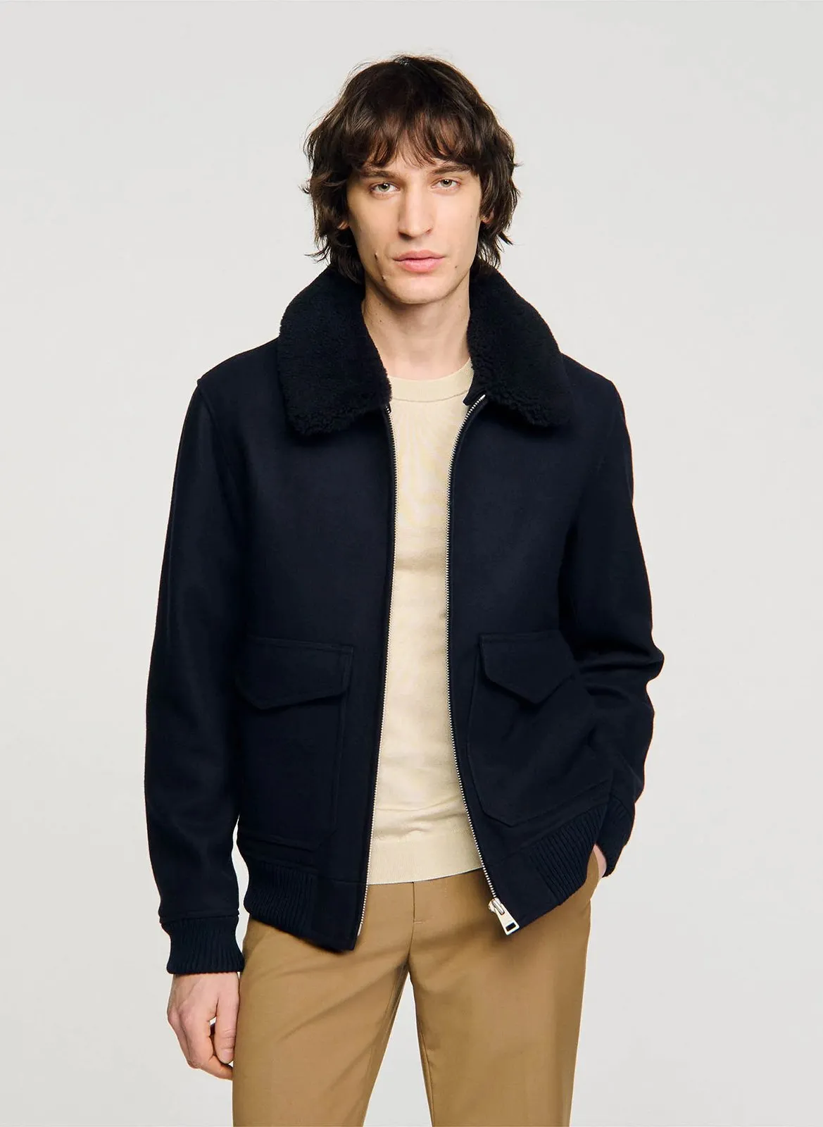 Candice - Blouson mit Reißverschluss aus Wollmix Blau