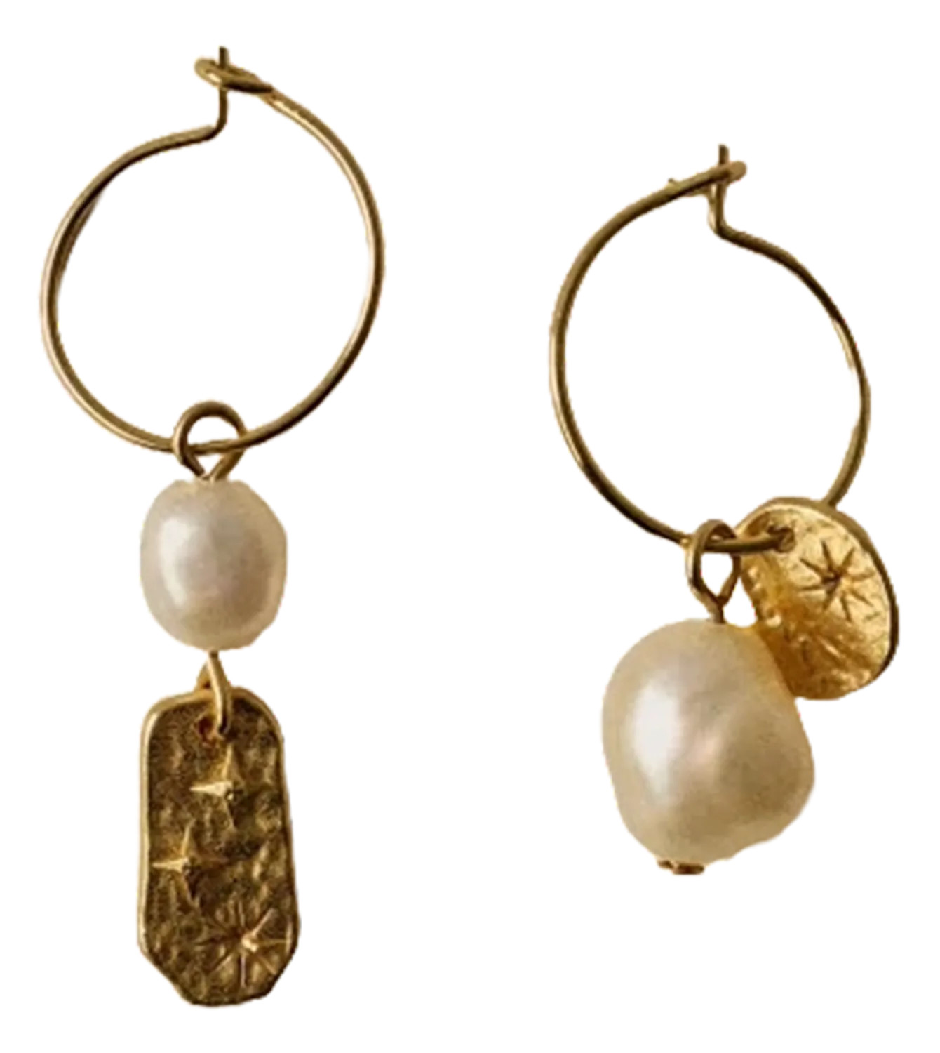 Kreolen aus vergoldetem Messing Golden SOREN PEARL R