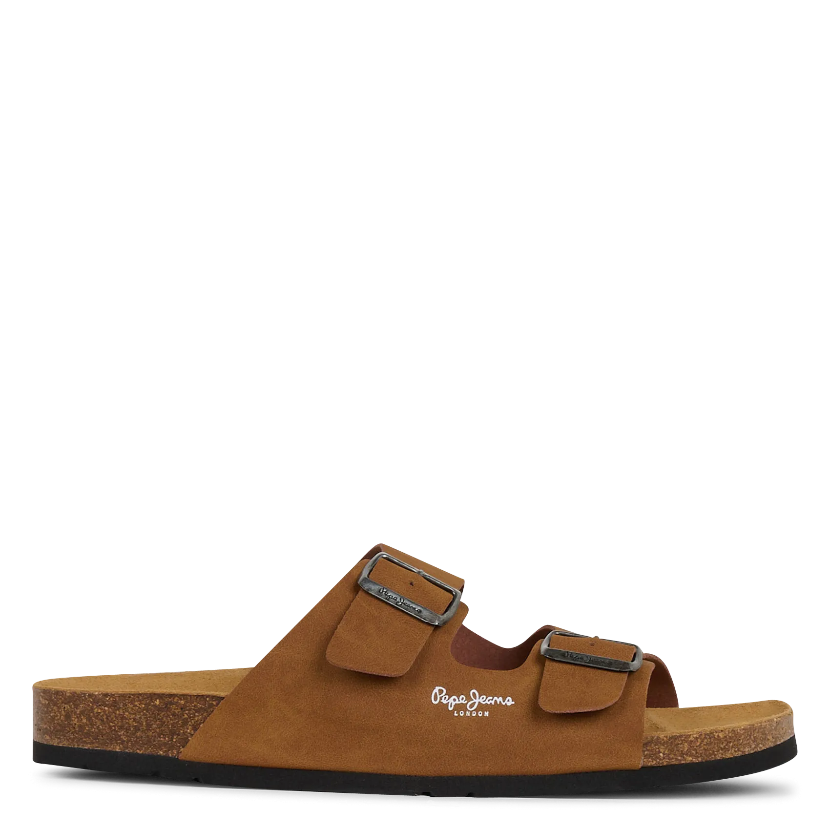 Flache Sandalen mit Schnallen Braun