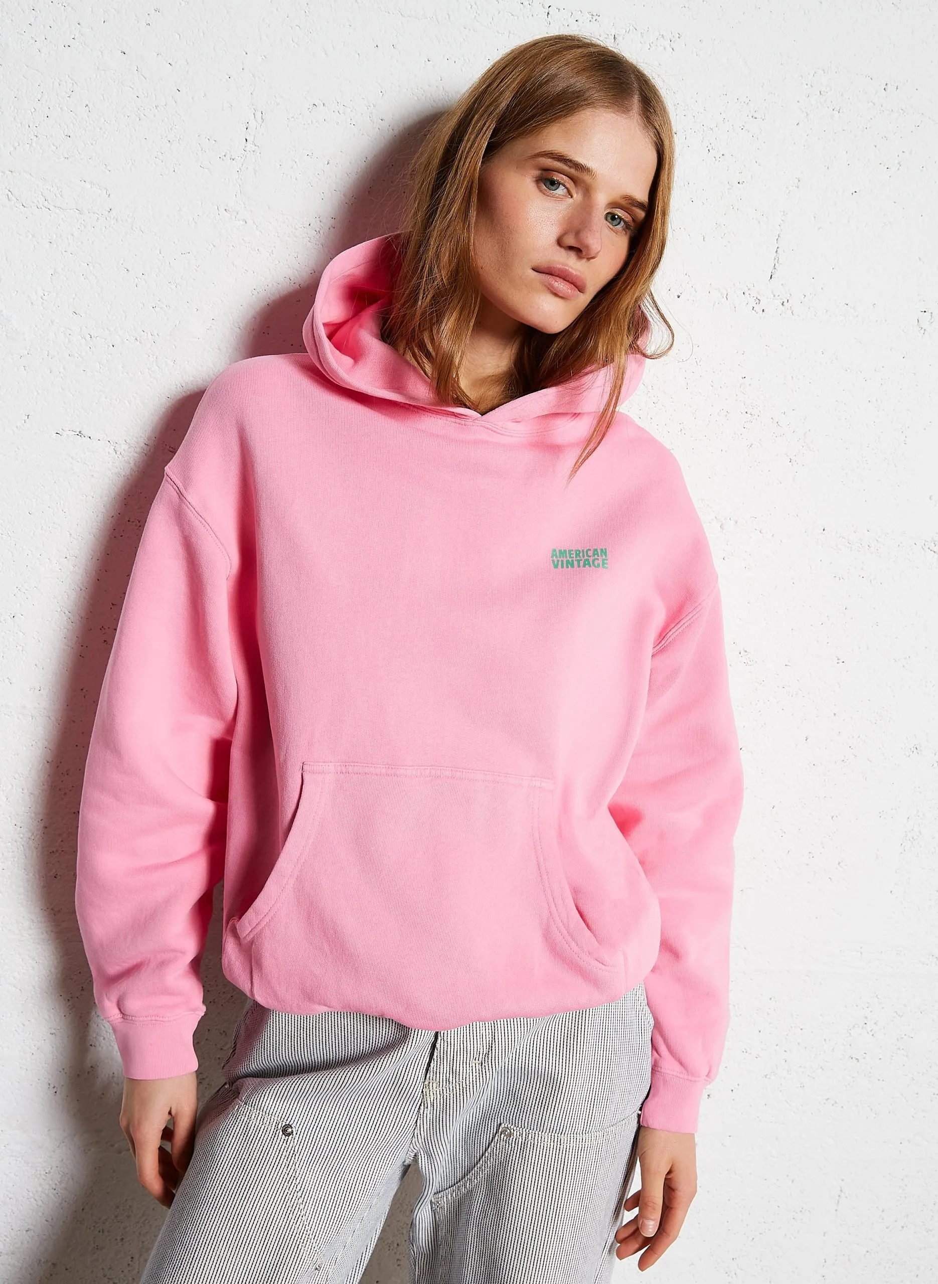 Weites Kapuzensweatshirt aus Baumwolle Rosa IZUBIRD