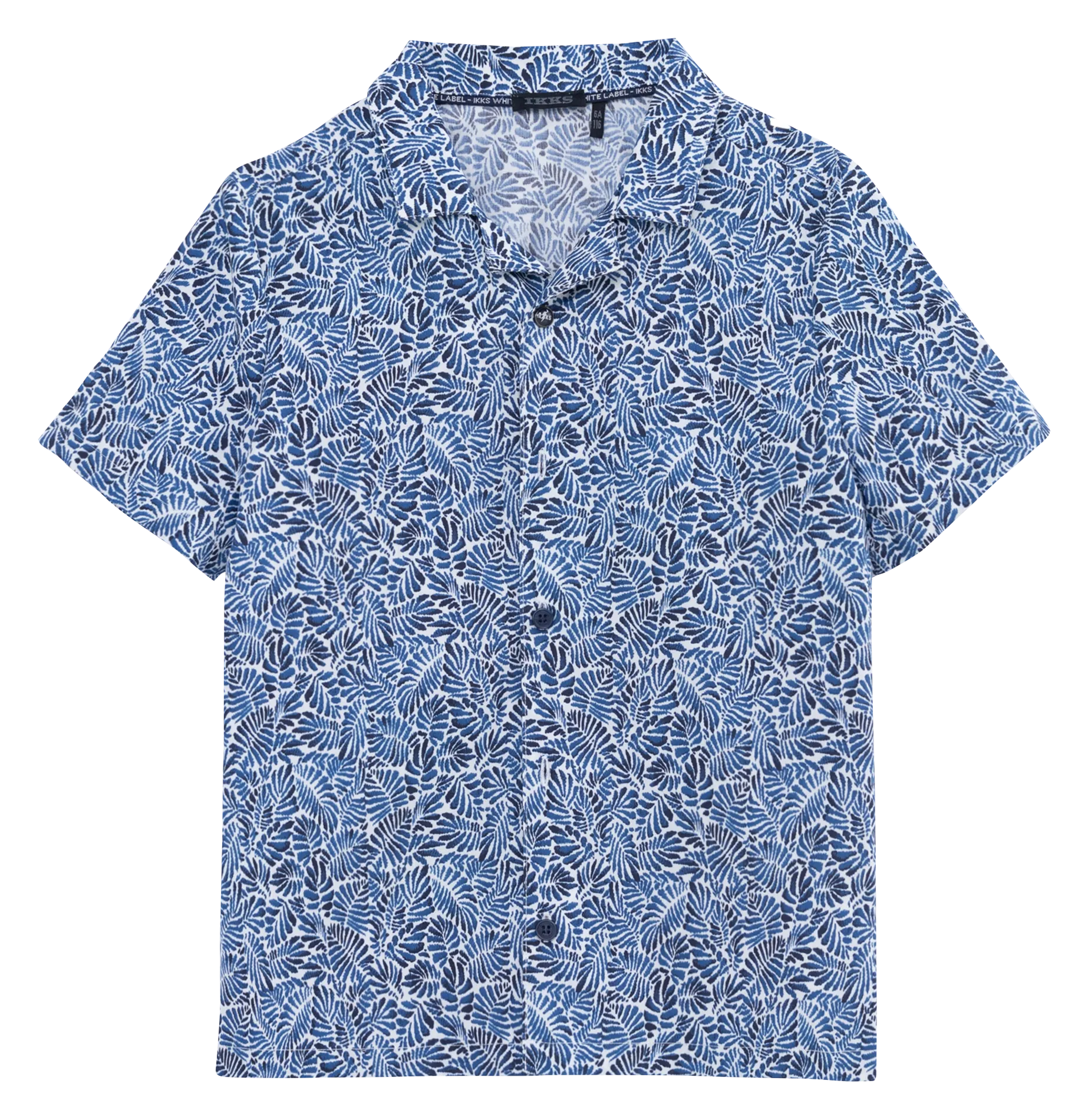 Gerade geschnittene Baumwollbluse mit Print Blau