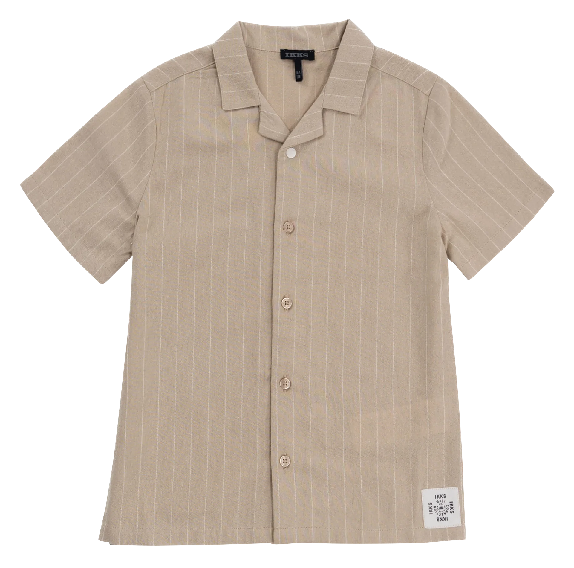 Gerade geschnittene Baumwollbluse mit Streifen Beige