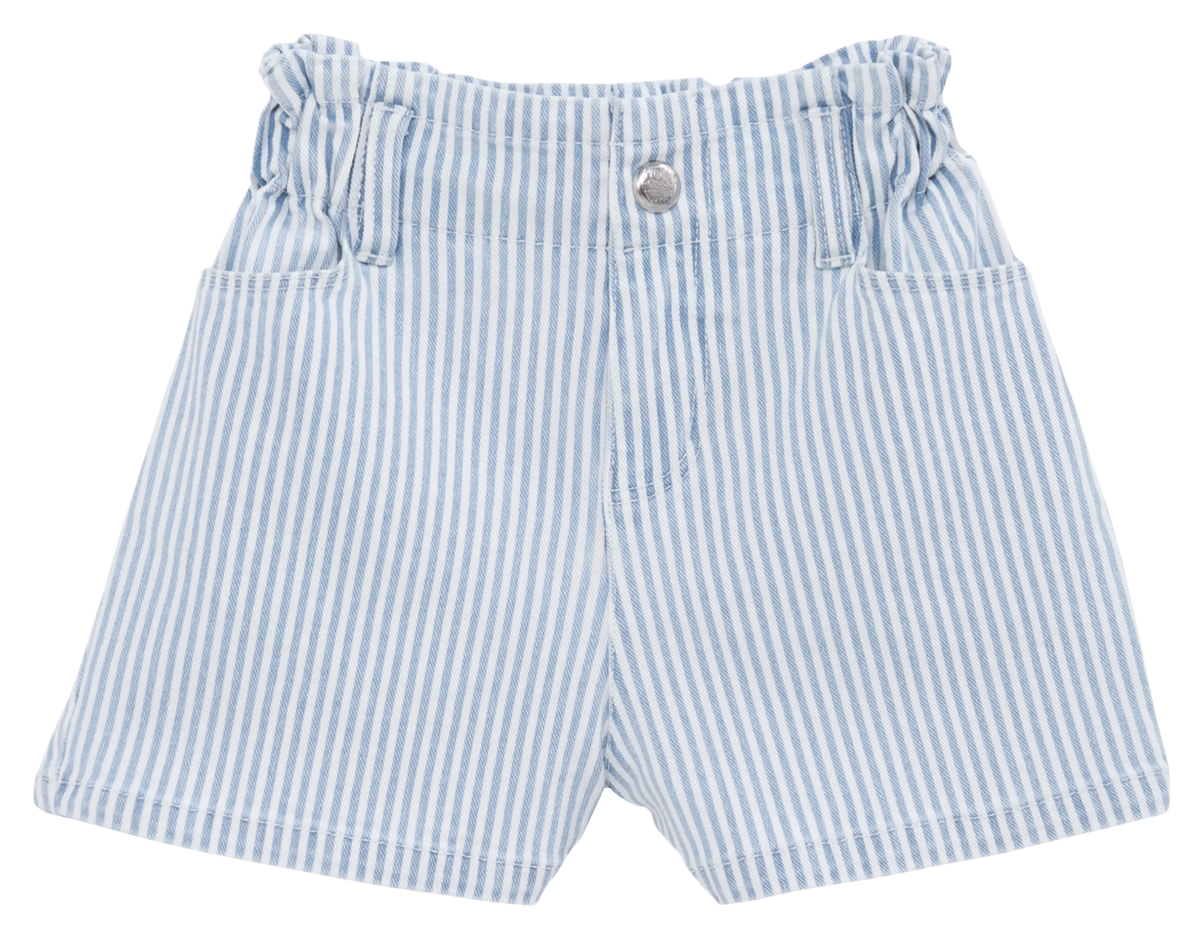 Gerade geschnittene Streifenshorts aus Baumwoll-Mix Weiss