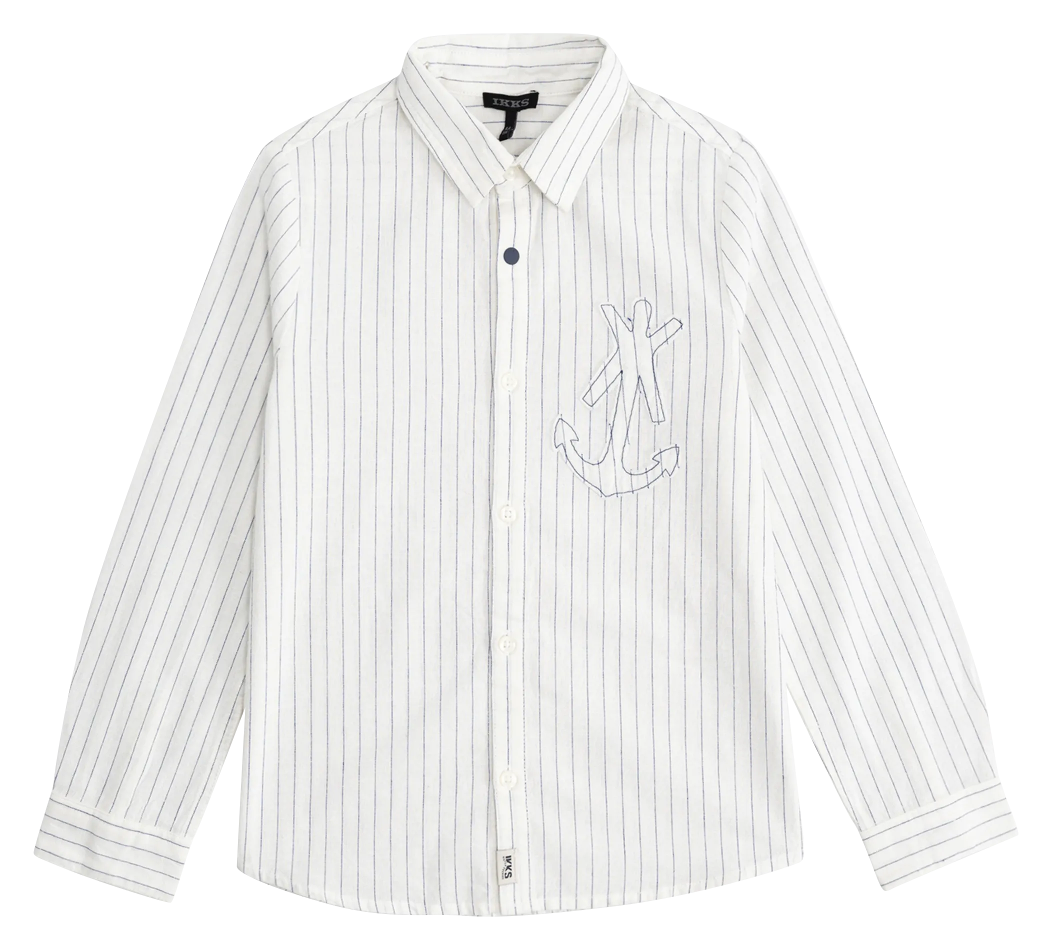 Gerade geschnittenes Hemd aus gestreifter Baumwollmischung Weiss