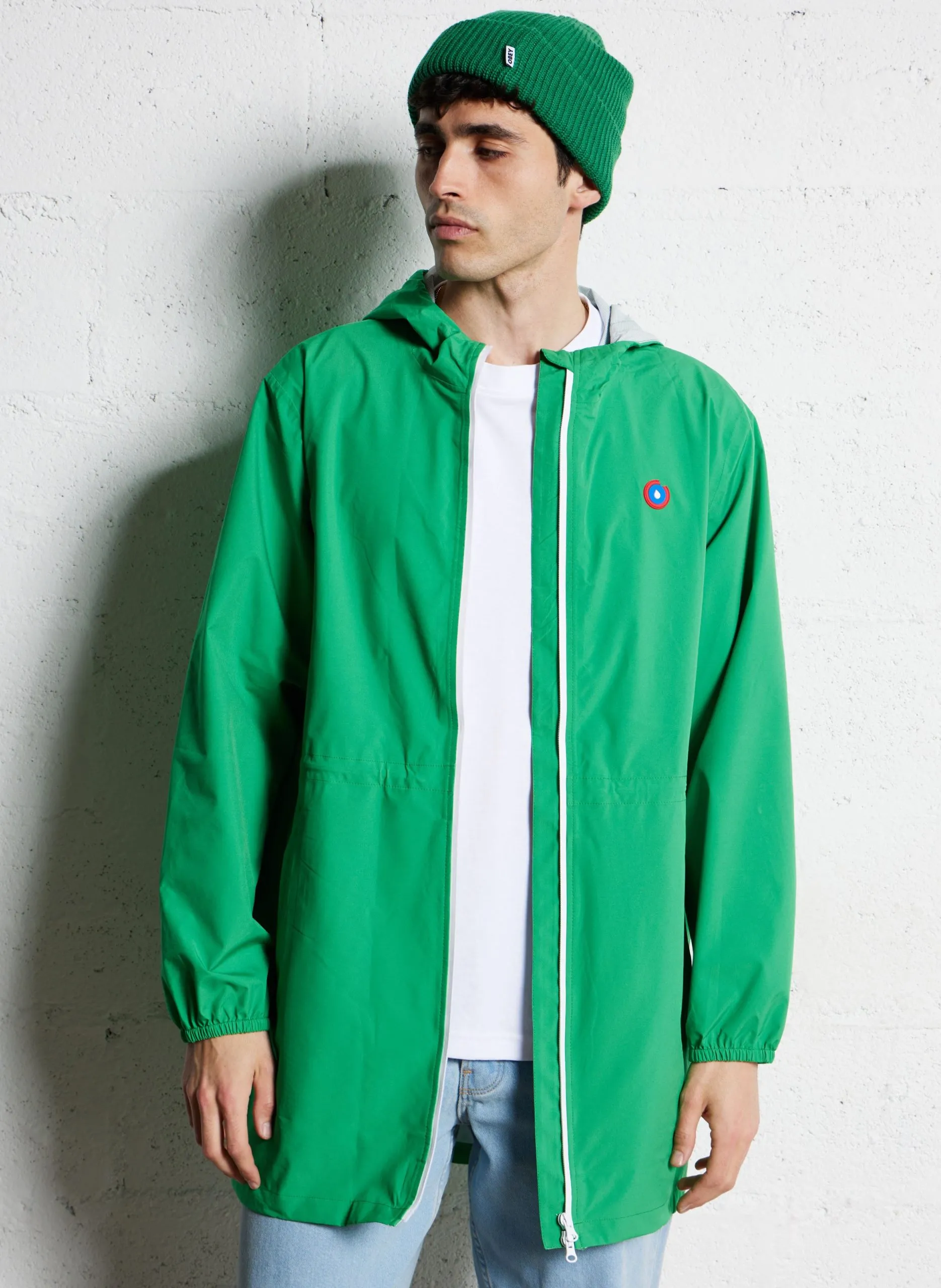 Langer faltbarer Regenmantel mit Kapuze Grun AMELOT