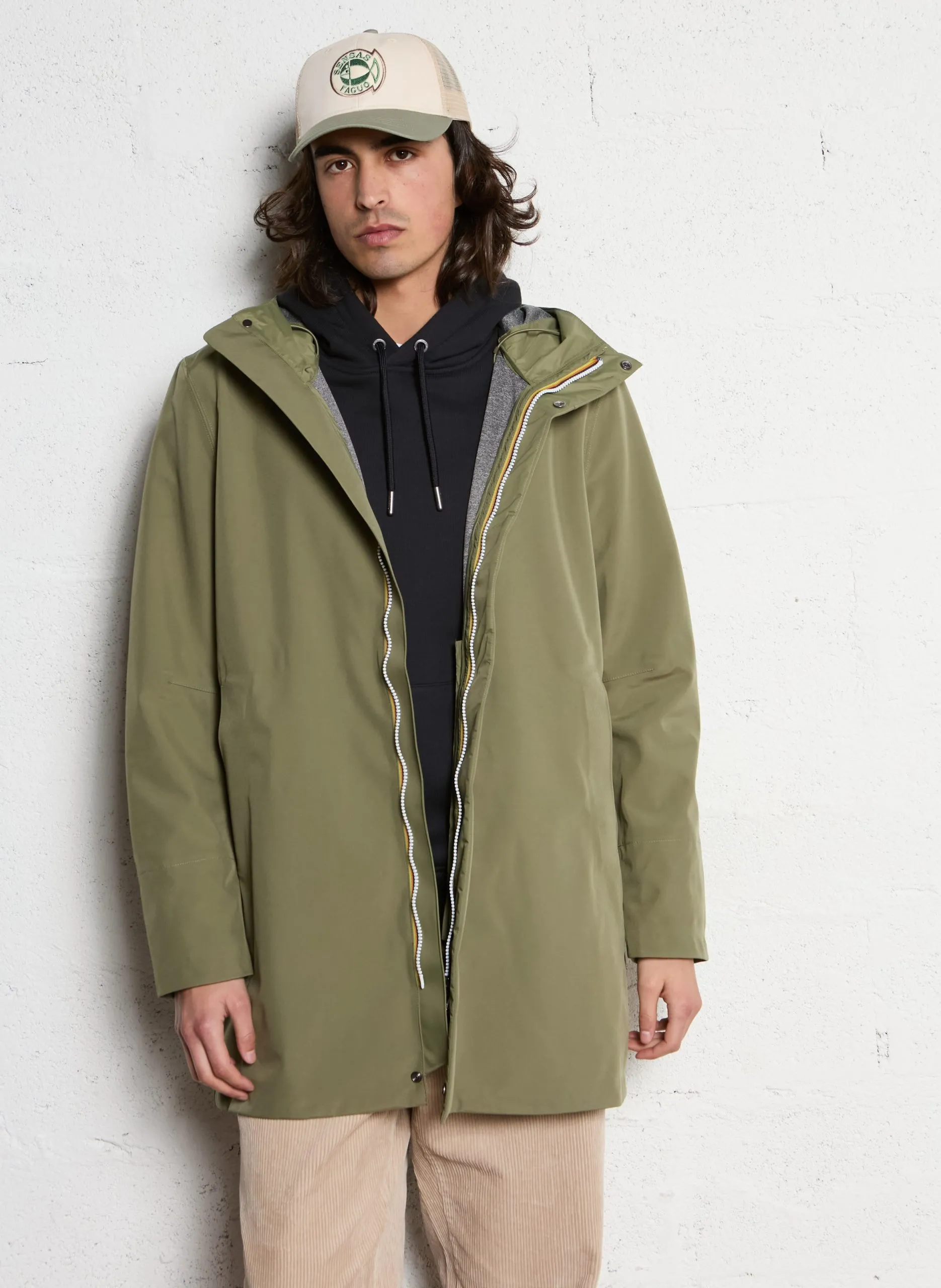 Weiter Kapuzenparka mit Stehkragen Grun THOMMY