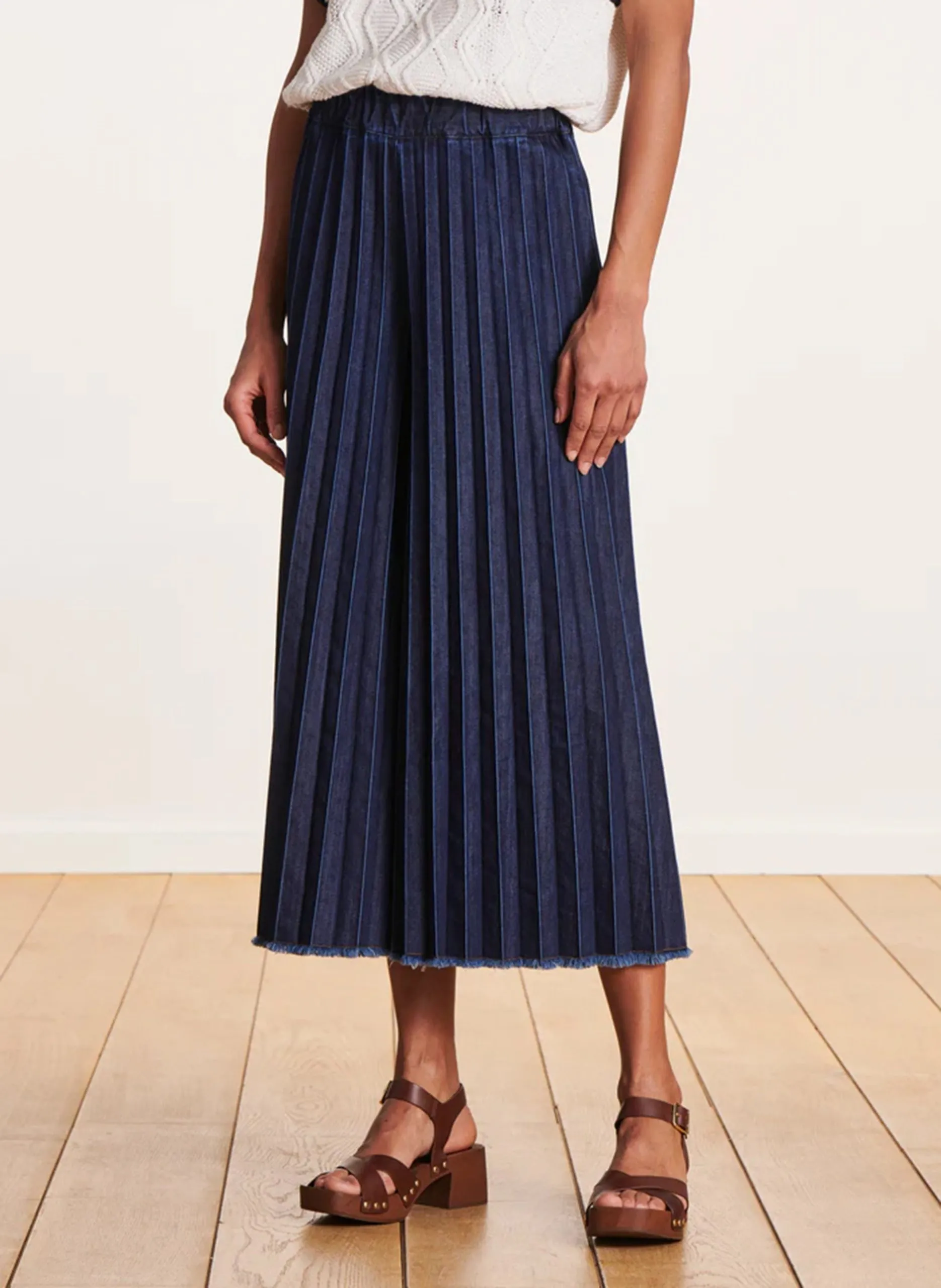 Weite Denim-Hose Blau