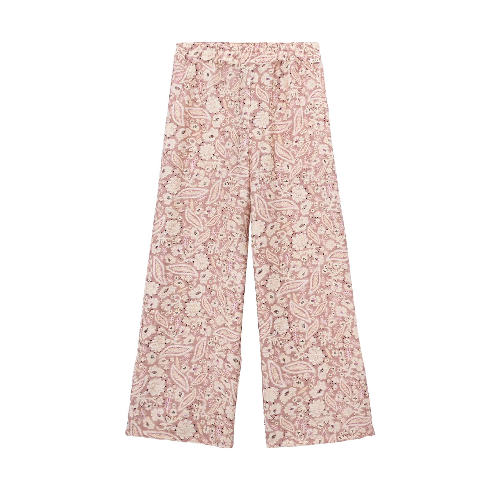 Weite Hose mit Blumenmuster Rosa