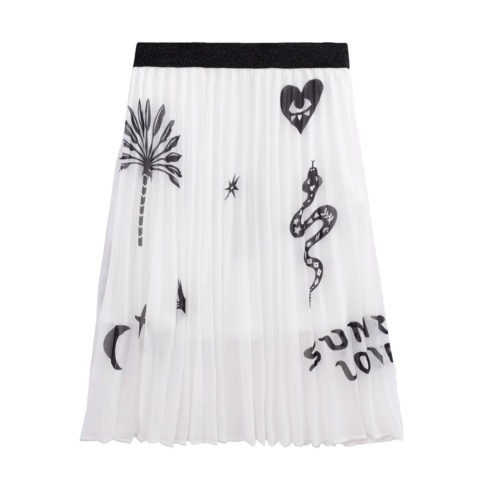 Kurzer Rock mit Print Weiss