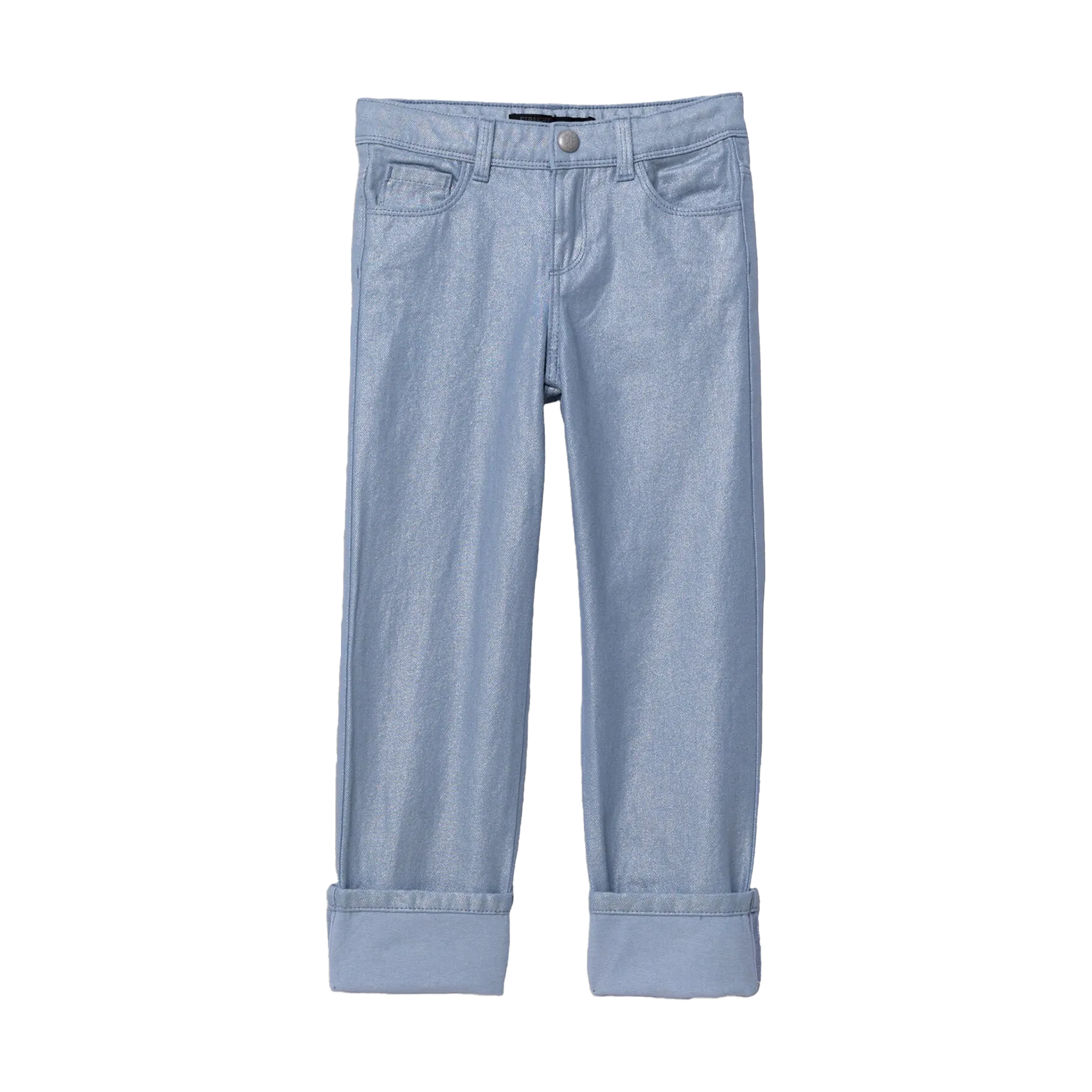 Straight Cut Baumwoll-Jeans mit Umschlag Blau