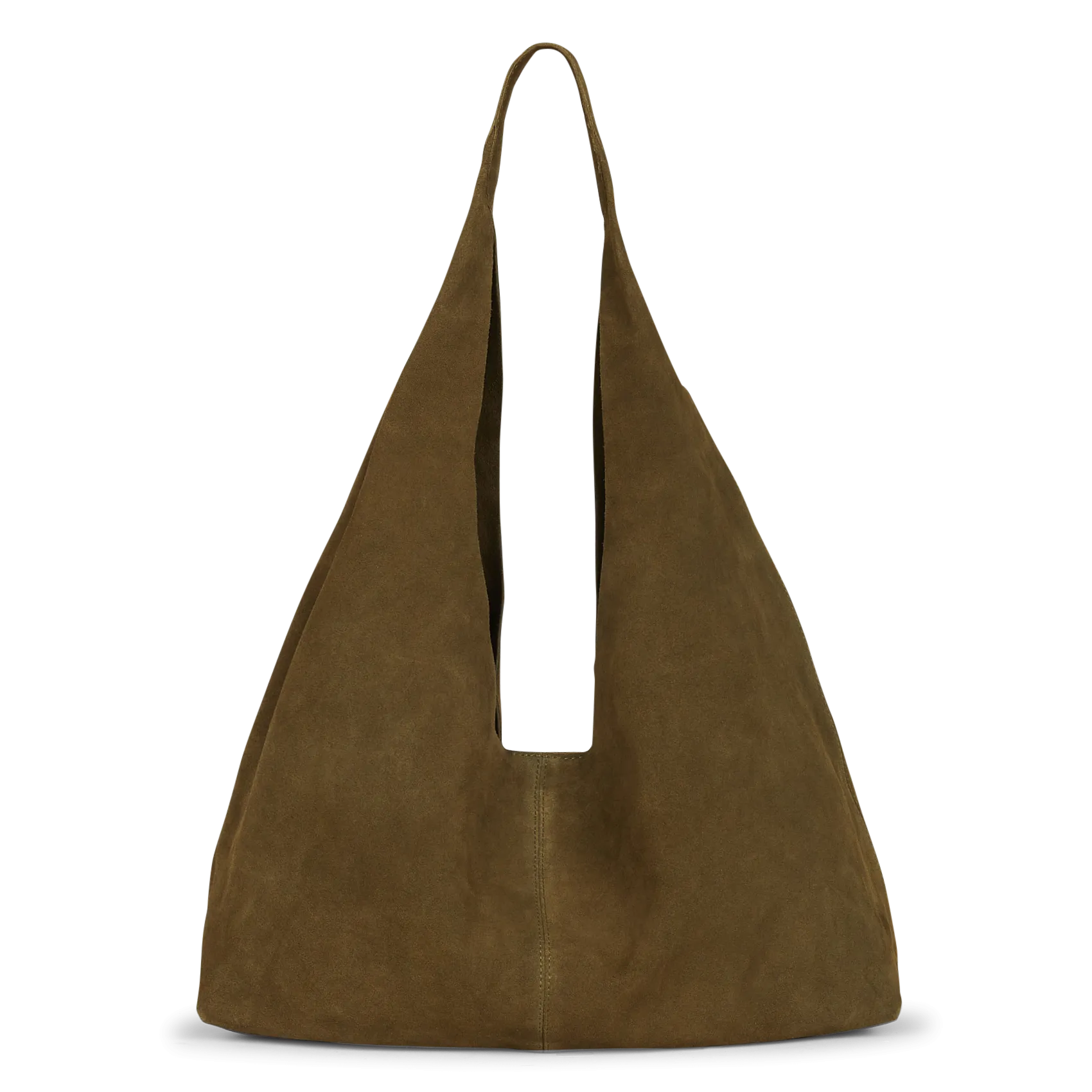 Einfarbige Handtasche aus Leder Khaki