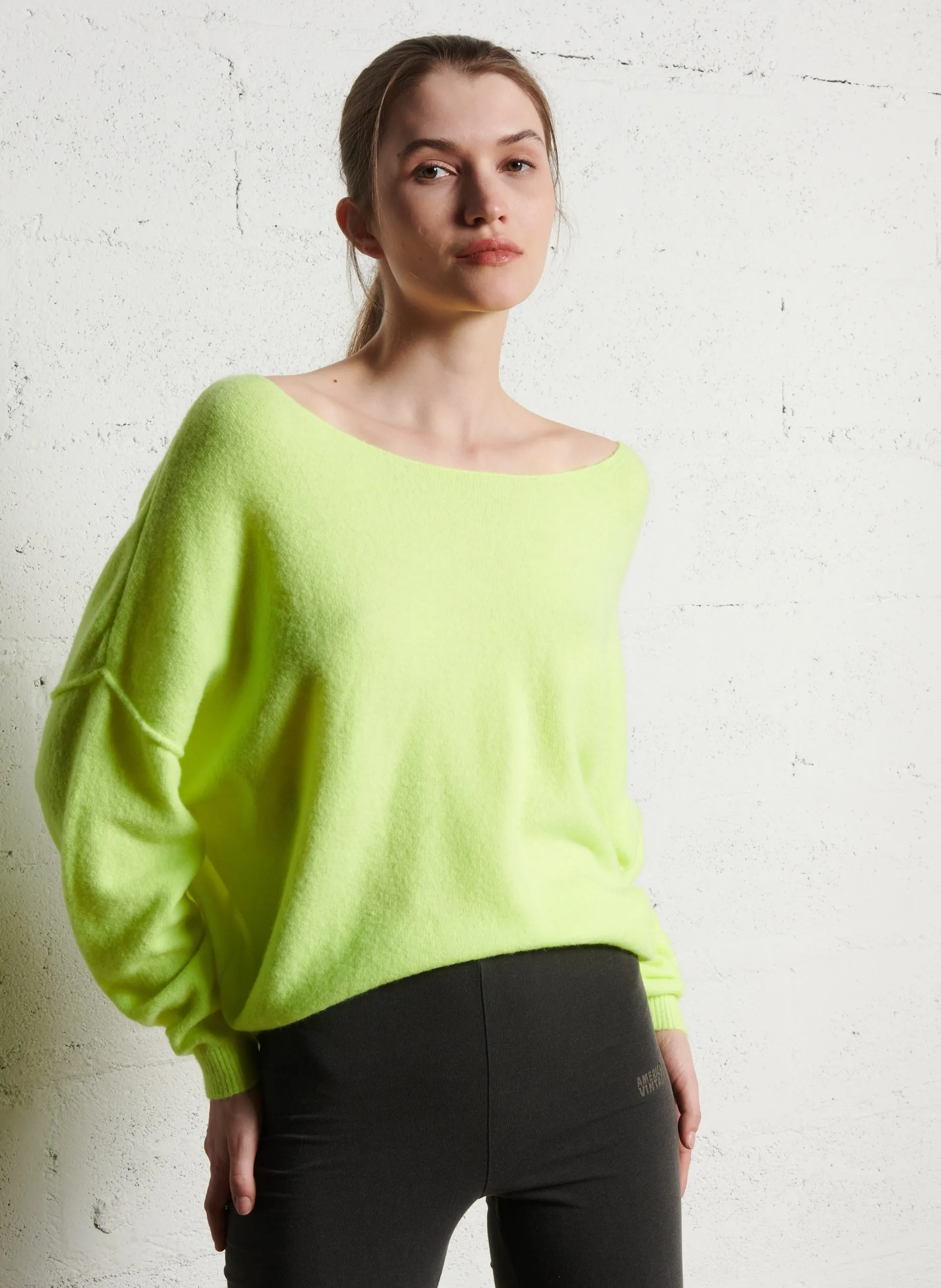 Wollmix-Pullover mit U-Boot-Ausschnitt Gelb DAMSVILLE