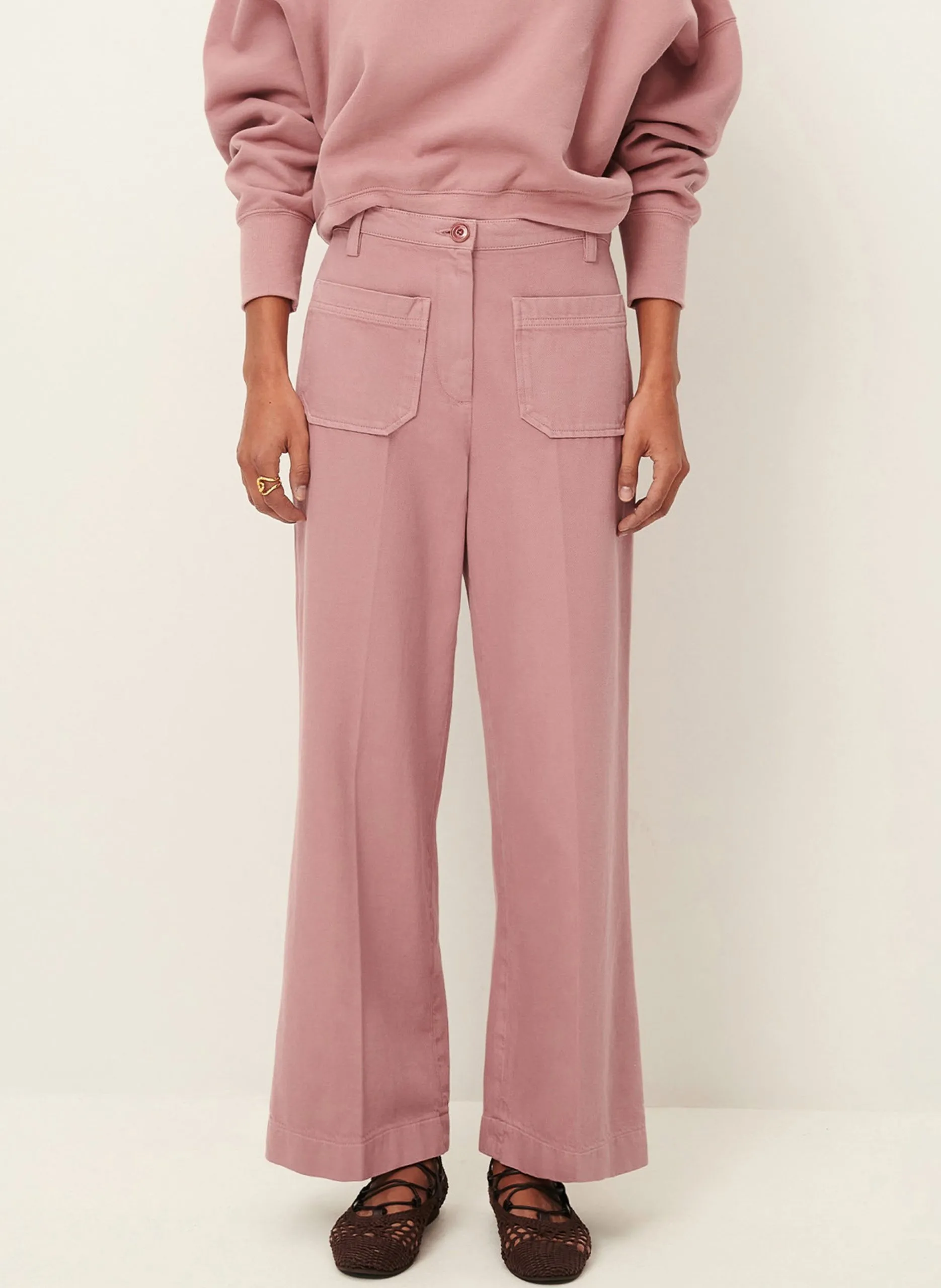 Gerade geschnittene Taillenjeans aus Baumwolle Rosa ALDRICKS