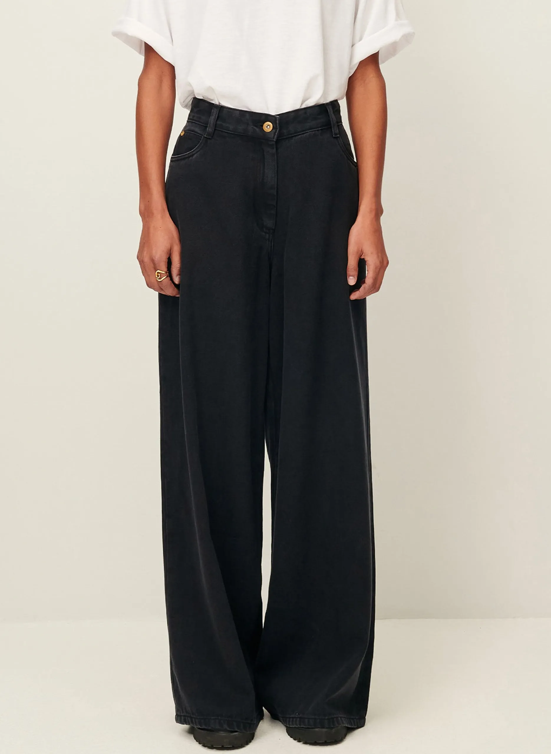 Weite Jeans aus Denim Schwarz DALT