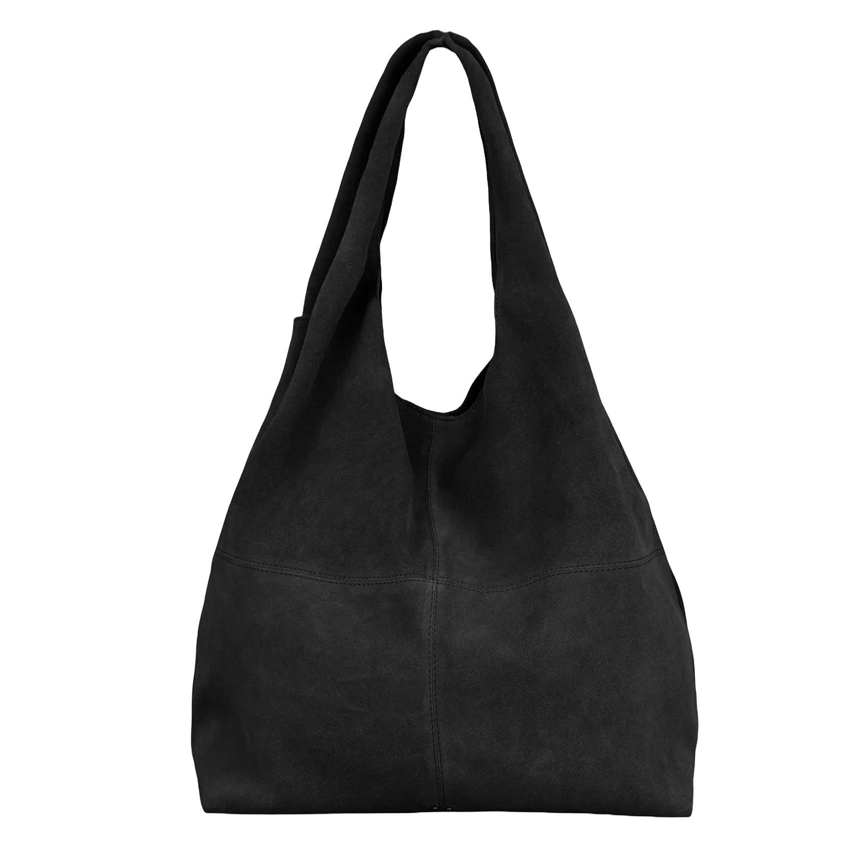 Geschnürte Beuteltasche aus strukturiertem Leder Schwarz