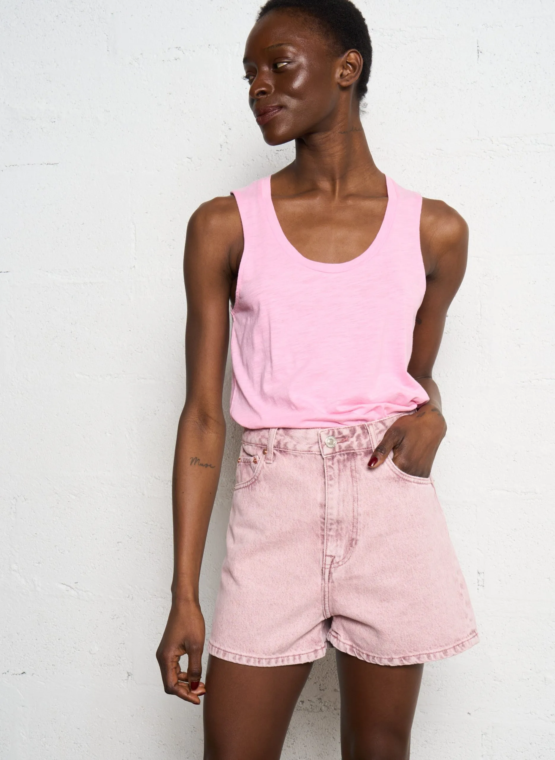 Rundhals-Tanktop aus Baumwoll-Mix Rosa JACKSONVILLE