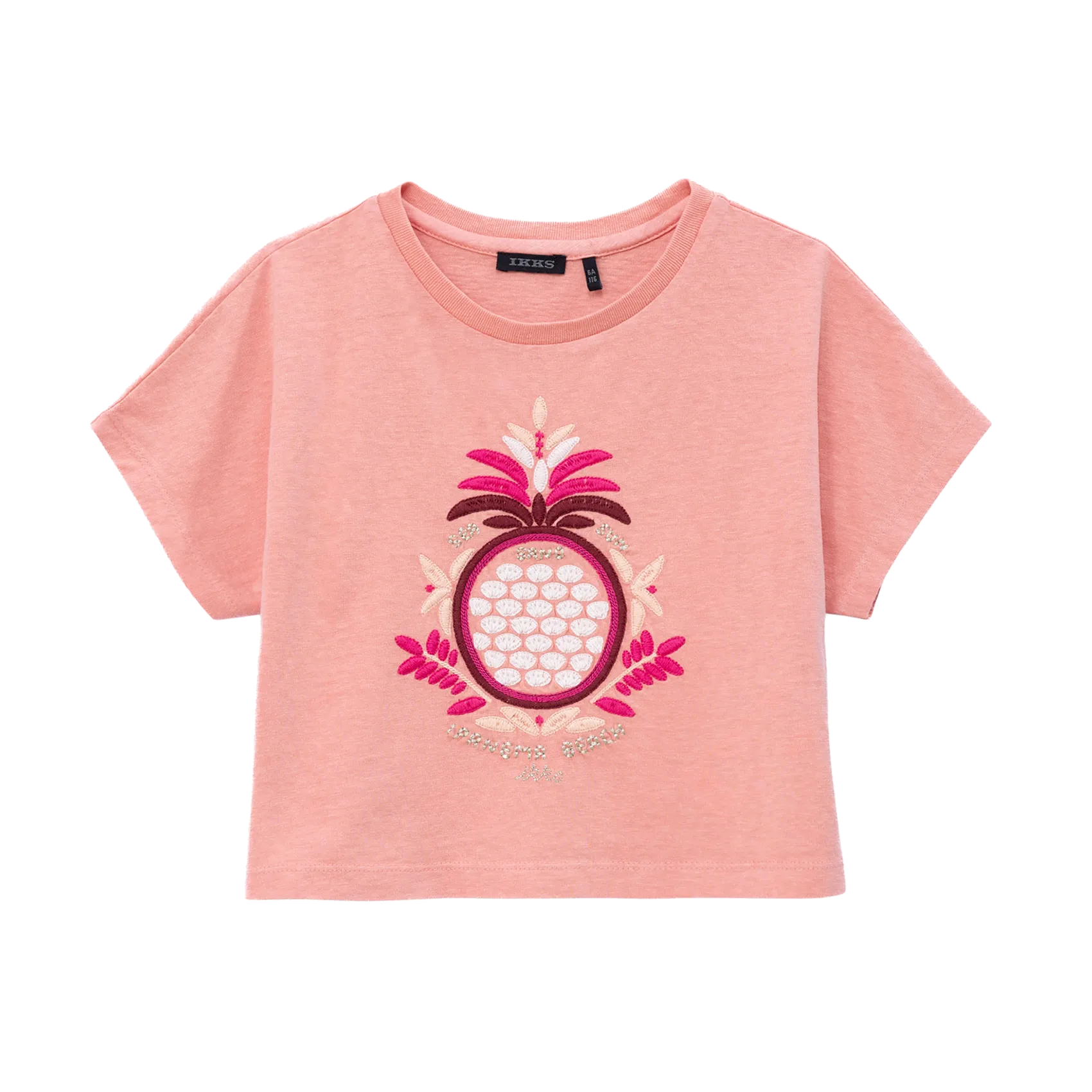 Gerade geschnittenes T-Shirt aus bedruckter Baumwolle Rosa