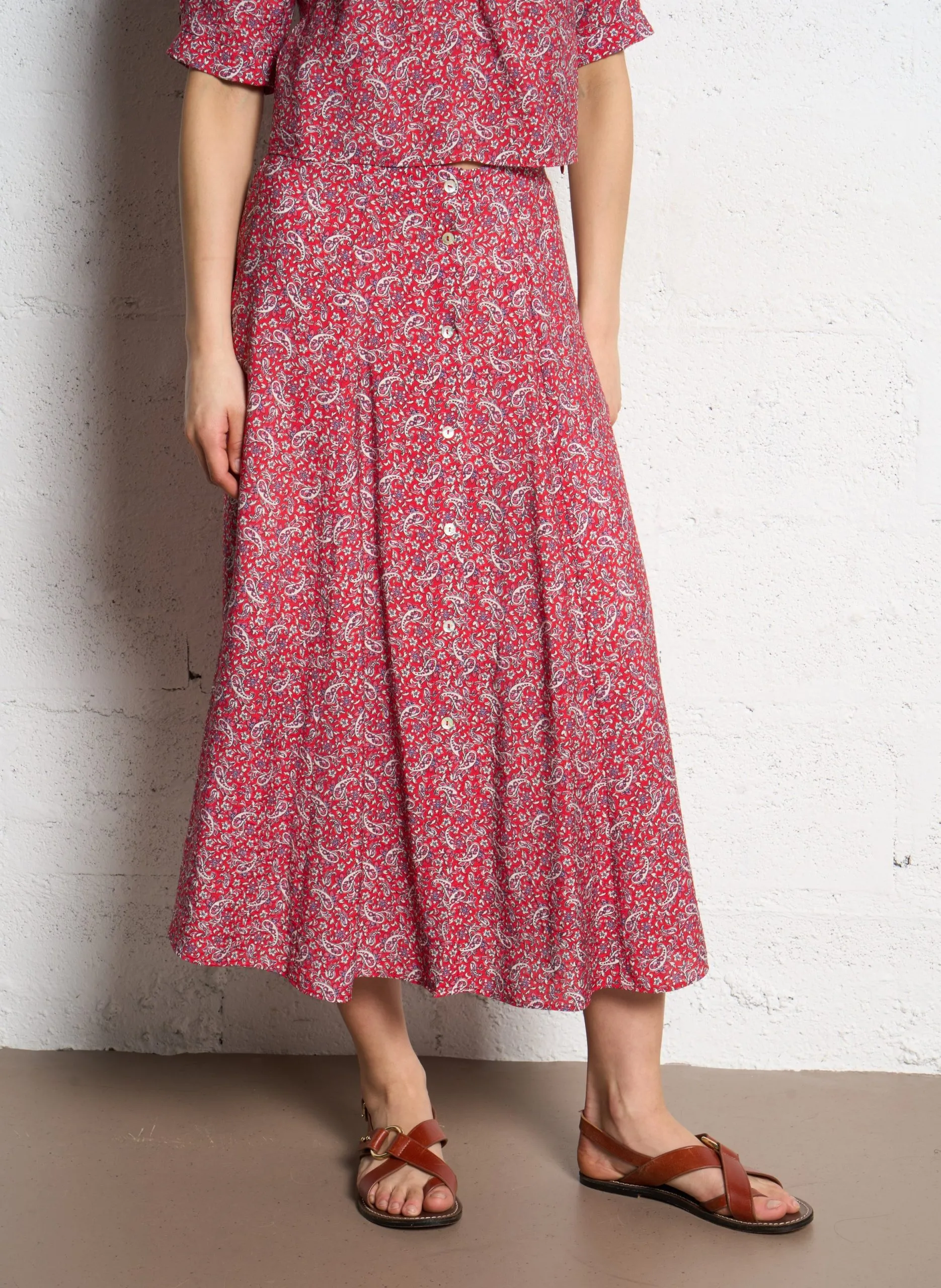 Axiroad - Bedruckter Midirock Rot