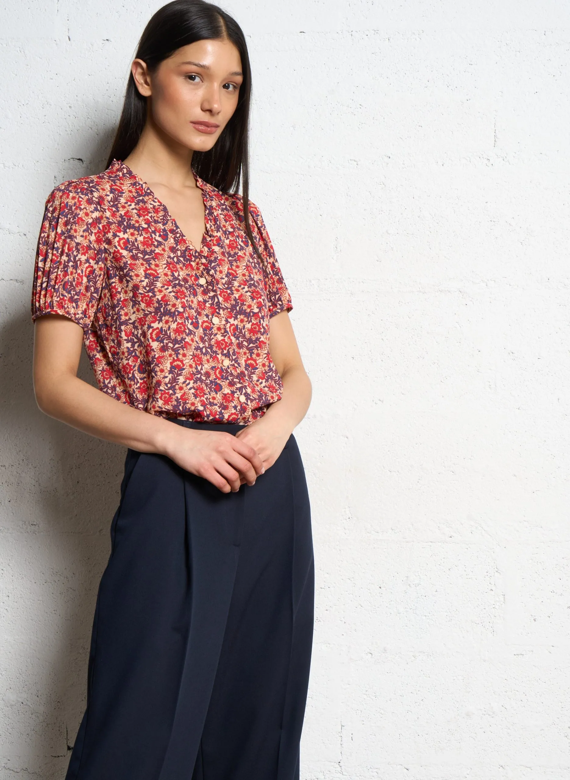 Bedruckte Bluse Weiss