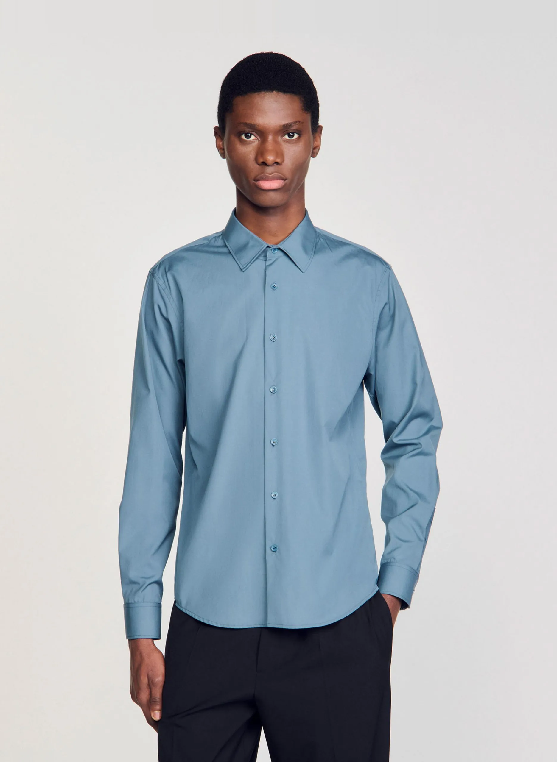 Gerade geschnittenes Hemd aus Baumwoll-Mix Blau