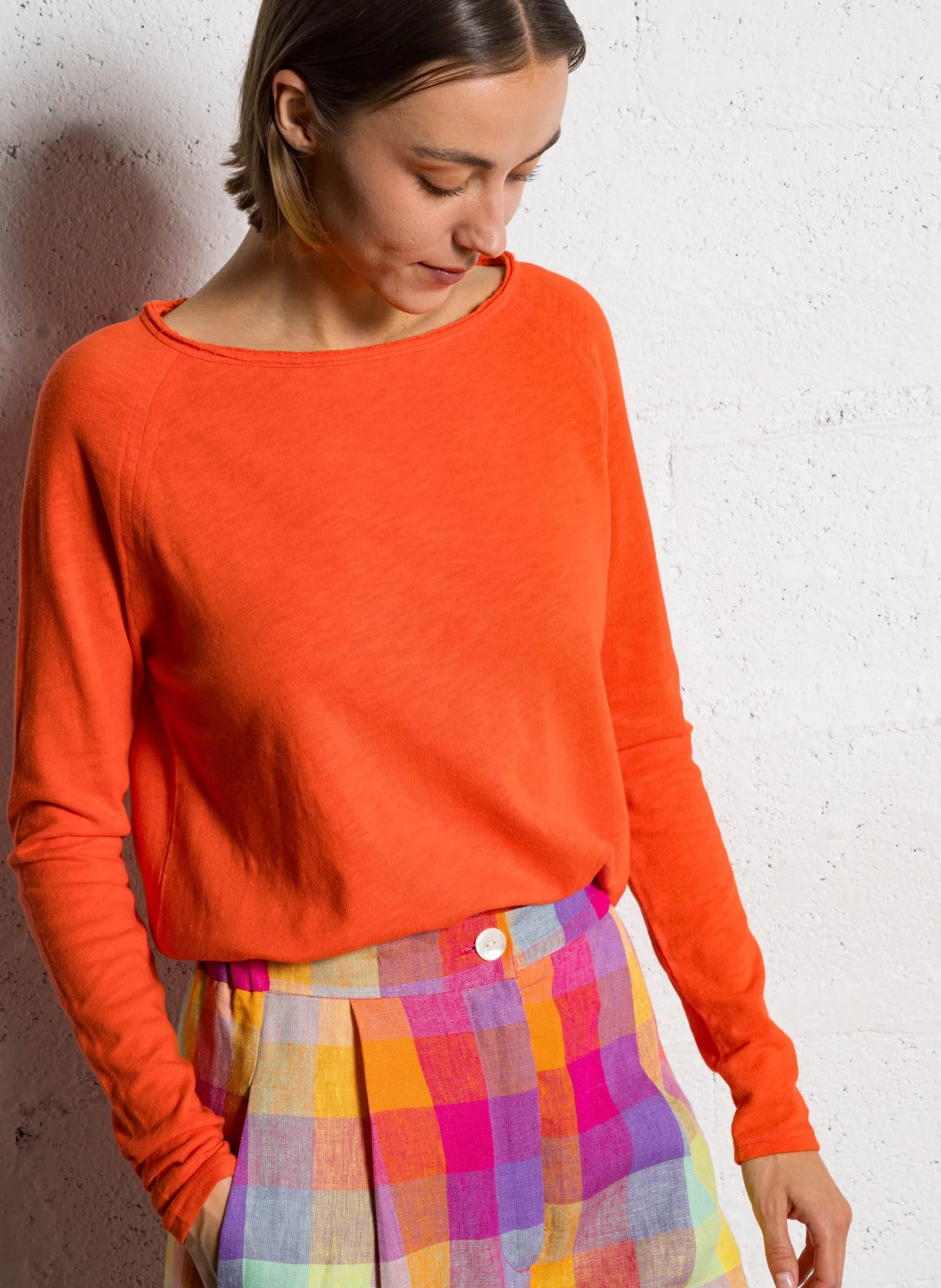 Baumwoll-T-Shirt mit U-Boot-Ausschnitt Rot SONOMA