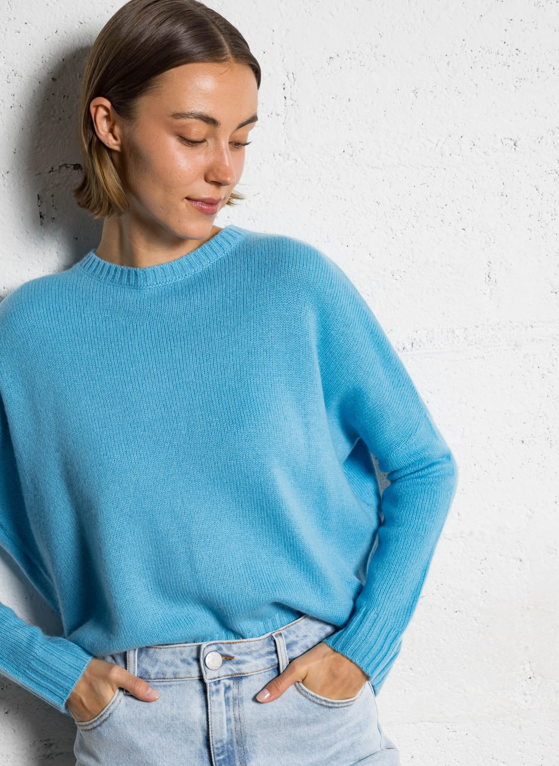 Kaschmirpullover mit Rundhalsausschnitt Blau AMELIE