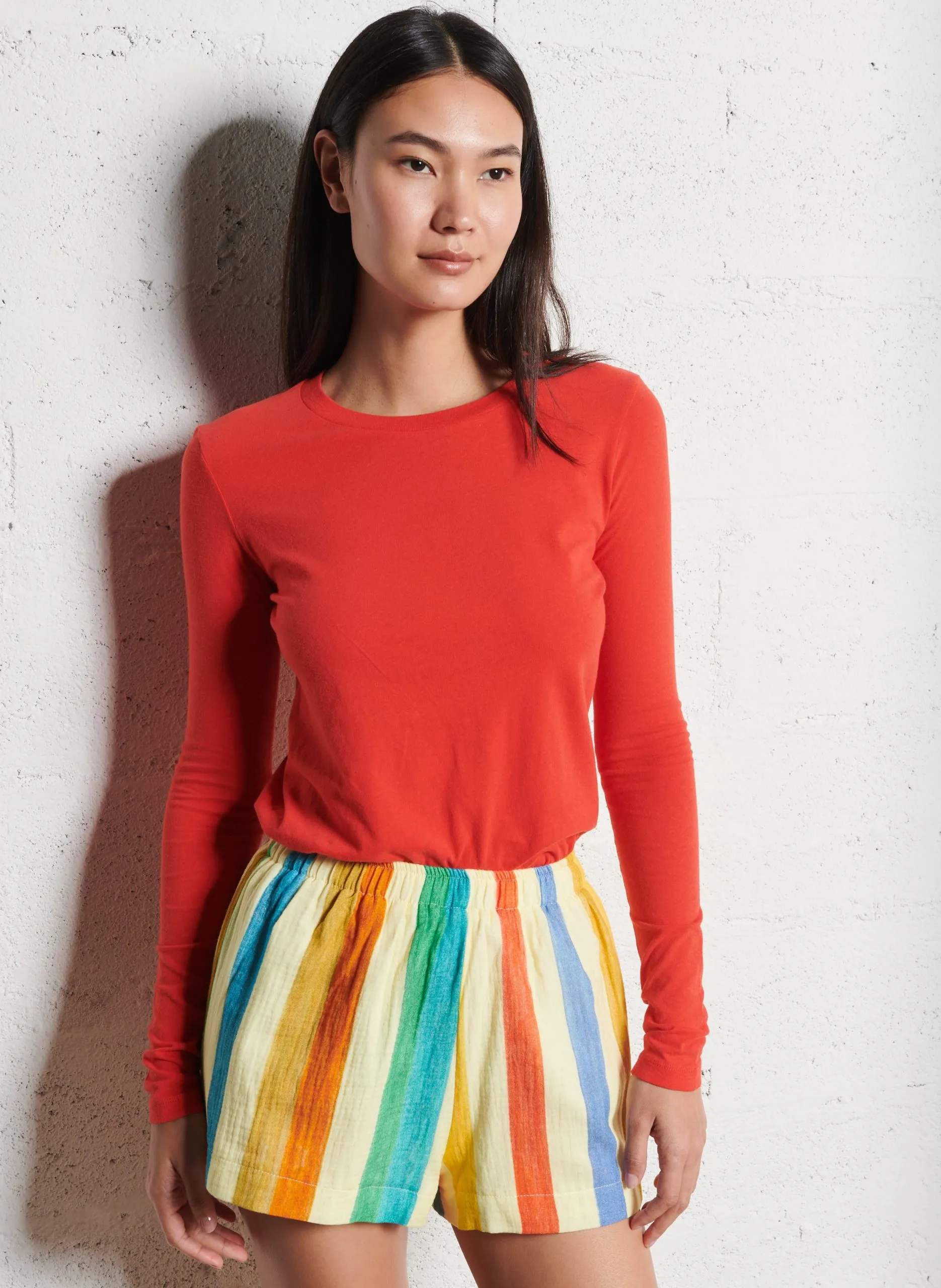 Baumwoll-Pullover mit Rundhalsausschnitt Rot GAMIPY