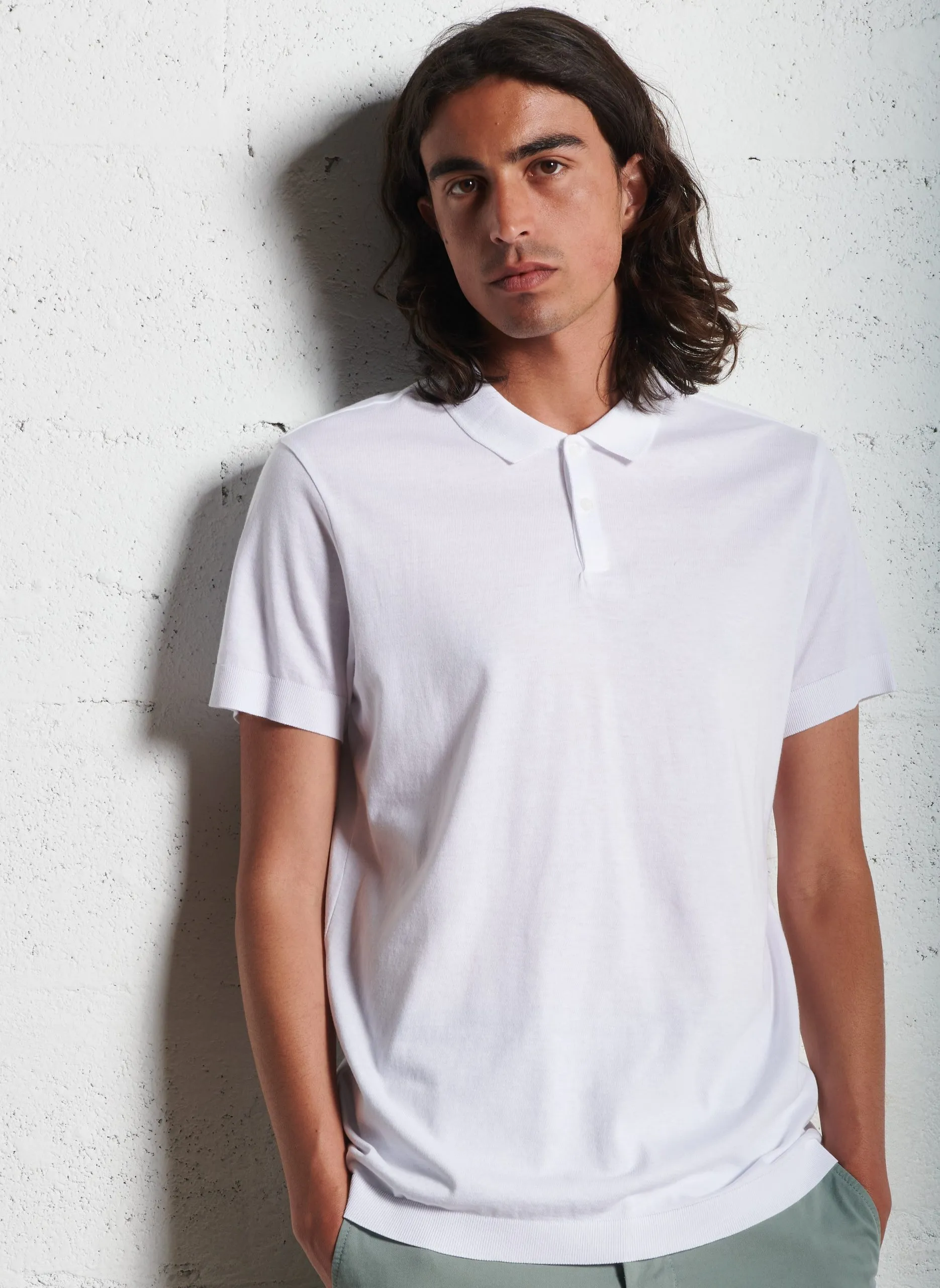 Kurzärmliges Poloshirt - gerader Schnitt Weiss