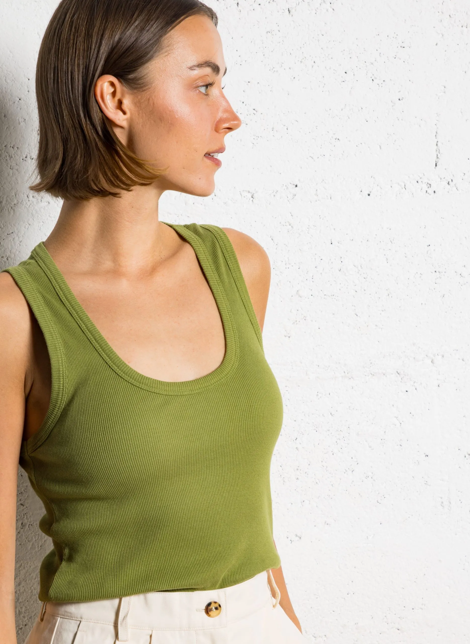 Baumwoll-Tanktop mit Rundhalsausschnitt Grun