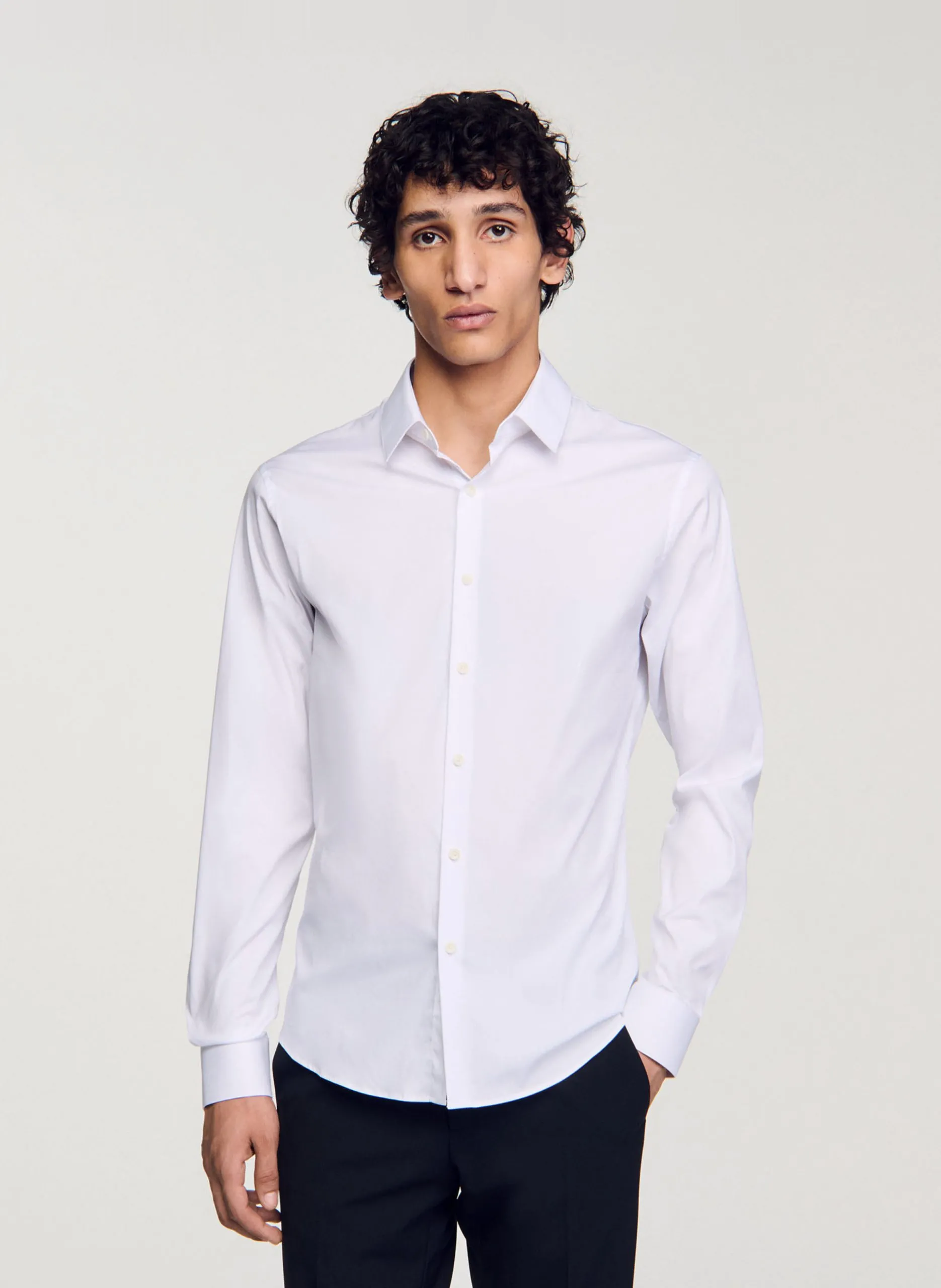 Hemd aus Stretch-Baumwolle, Slim Fit Weiss