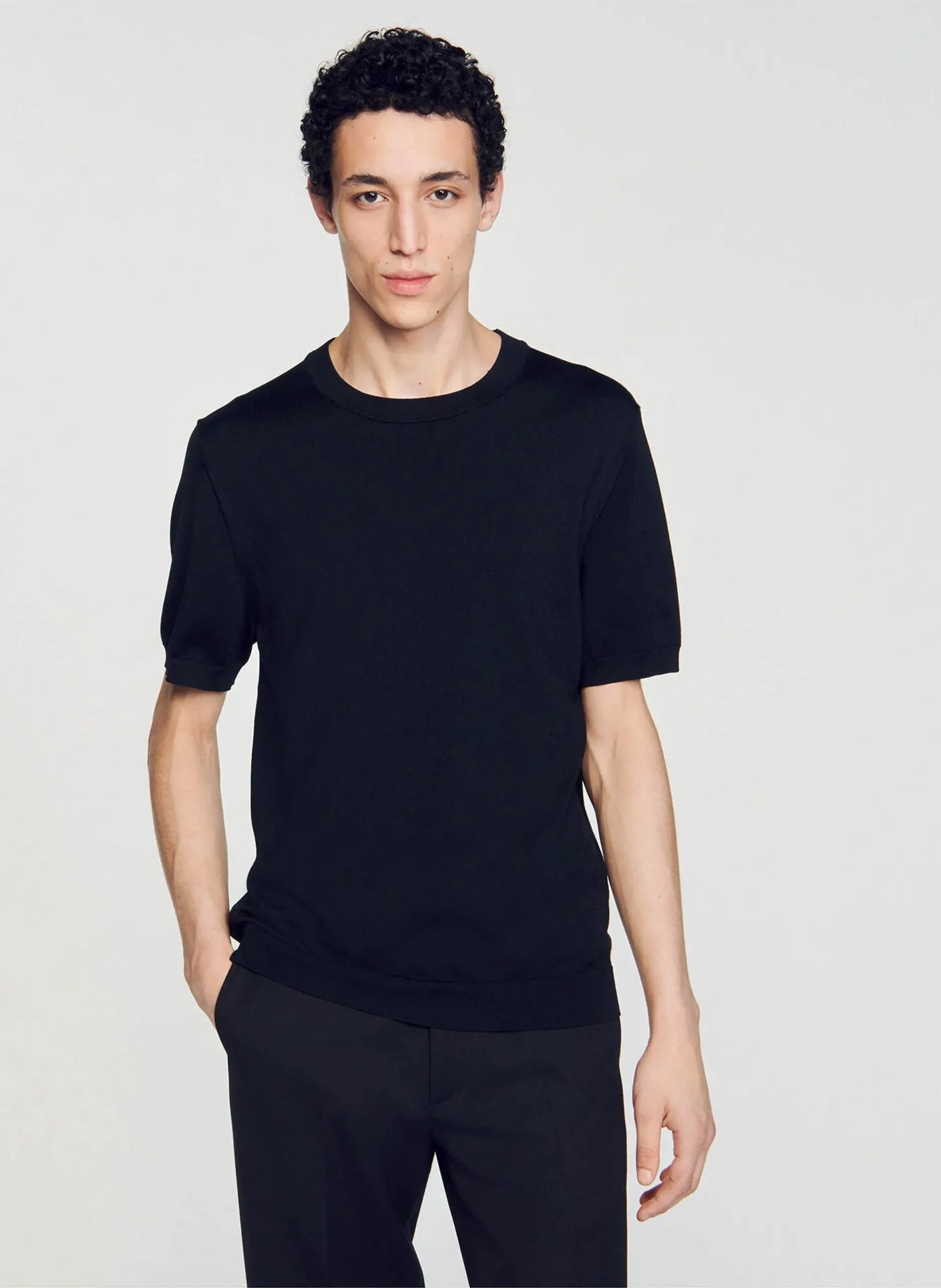 Rundhals-T-Shirt, Regular-Fit Schwarz