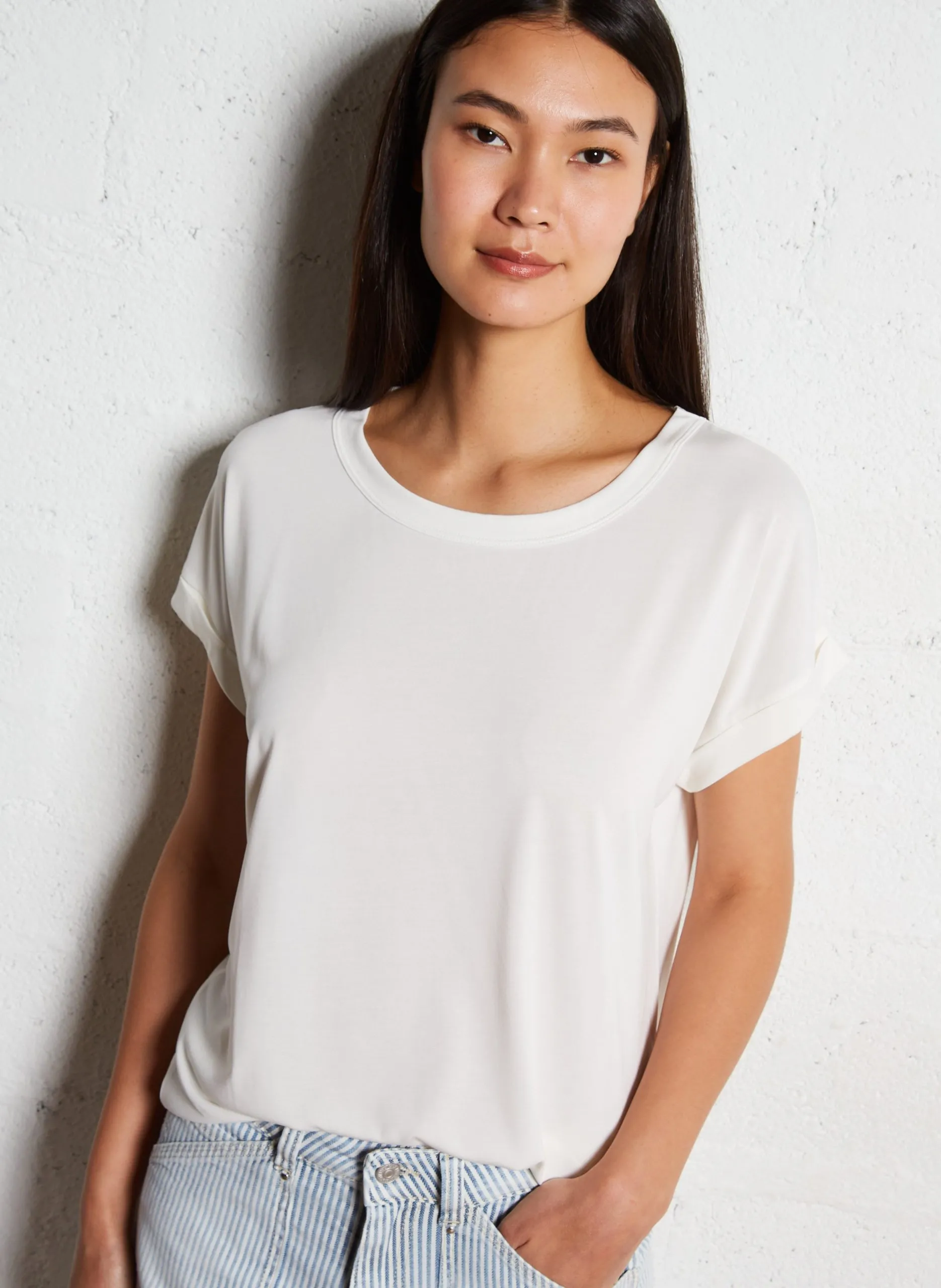 Osman - Top mit Spitzeneinsatz Weiss