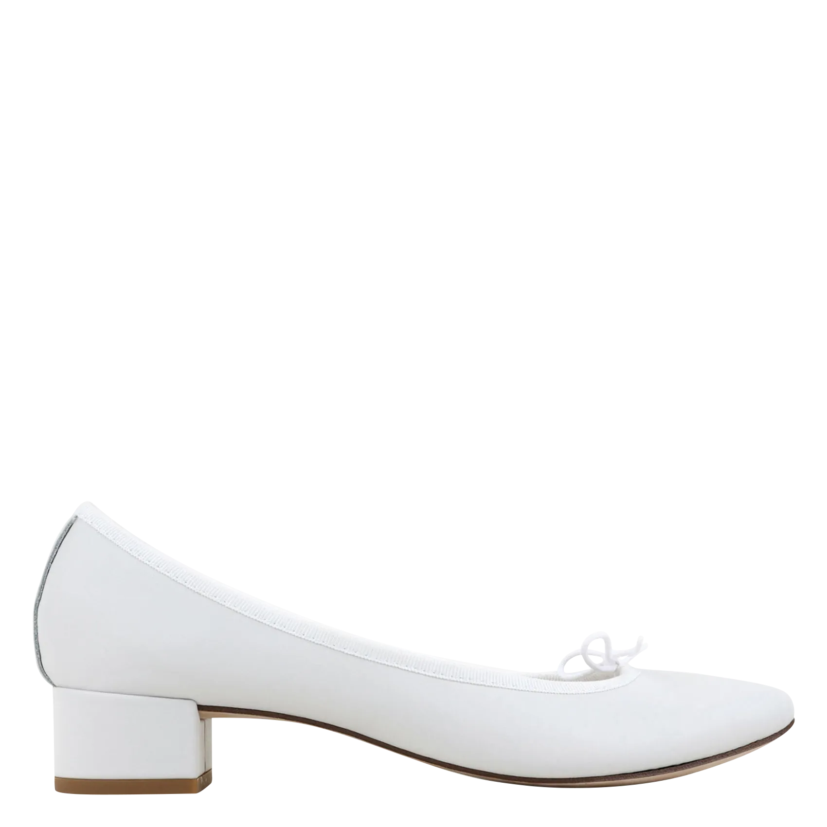 Lederballerinas mit niedrigem Absatz Weiss CAMILLE