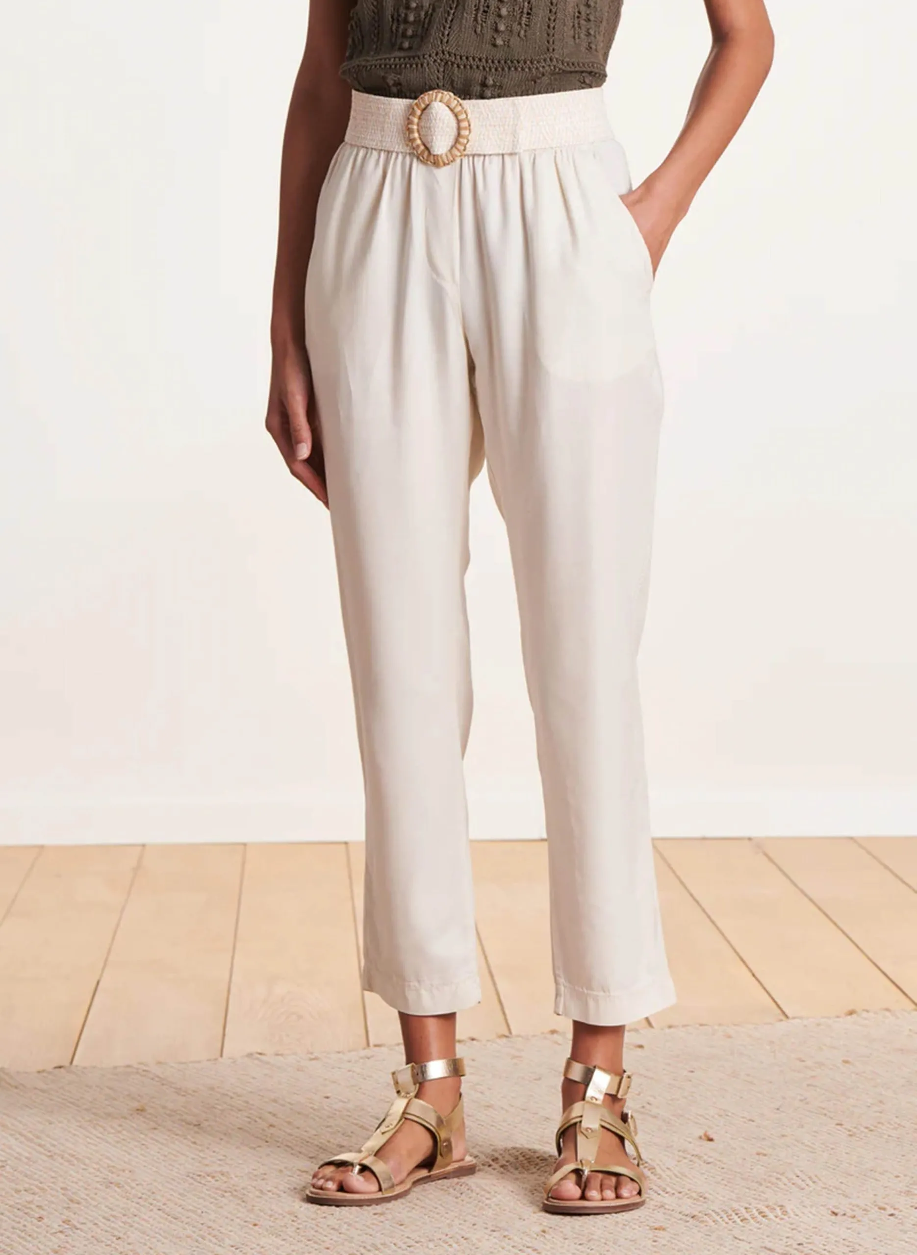 Gerade geschnittene 7/8-Hose Weiss