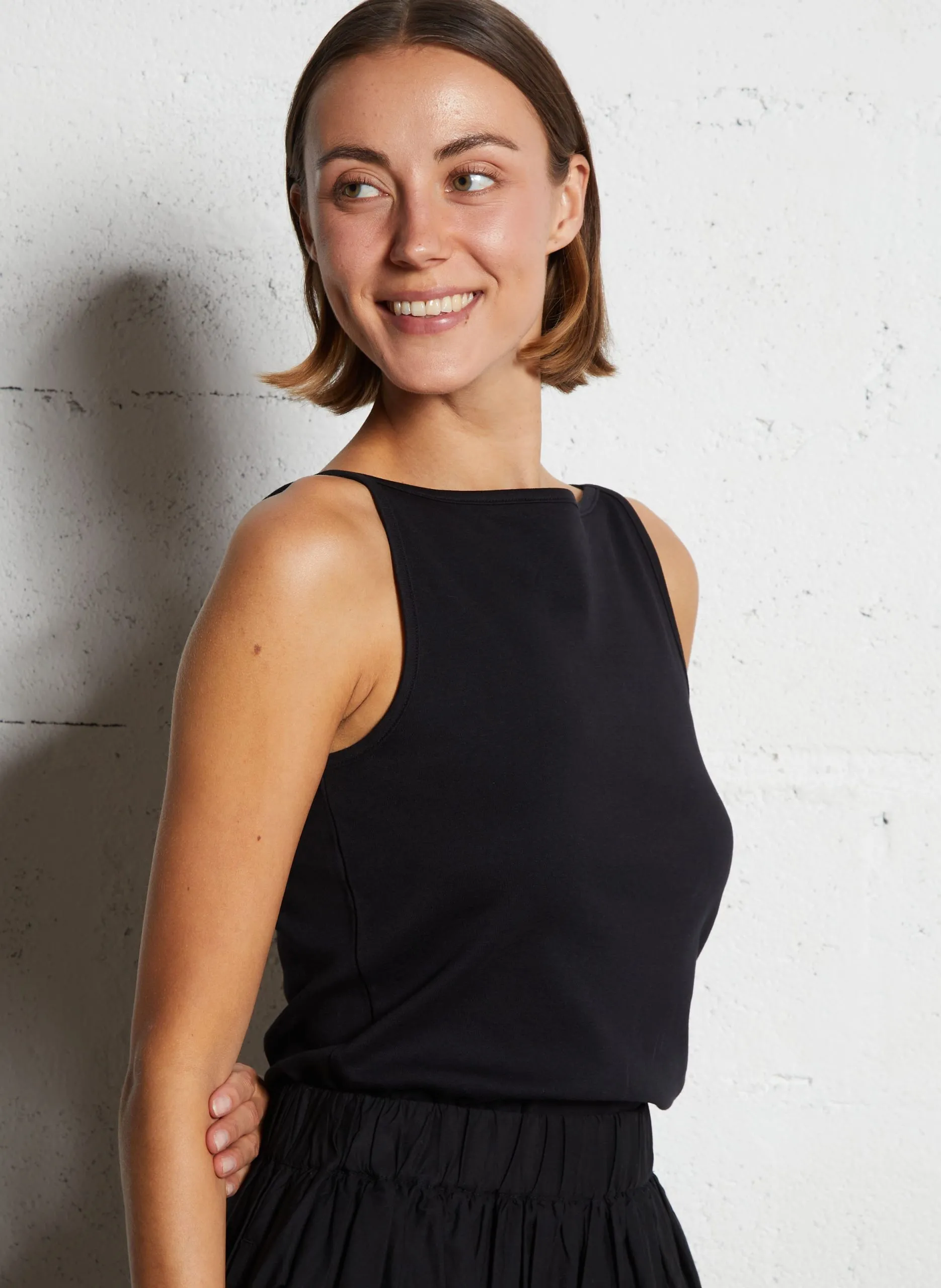 Gerader Baumwolltop Schwarz ACHILLE