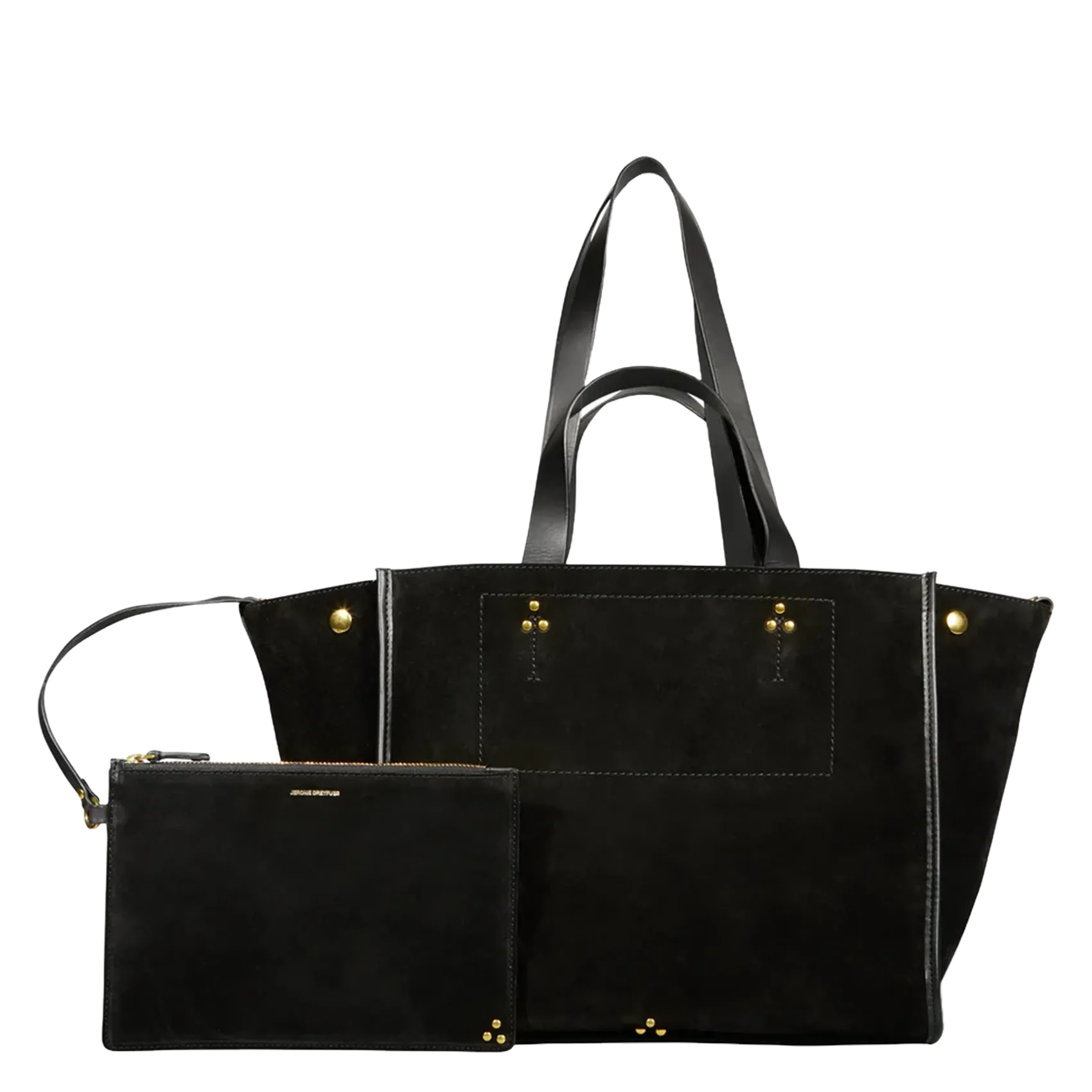 Shopper aus Veloursleder Schwarz LEON M