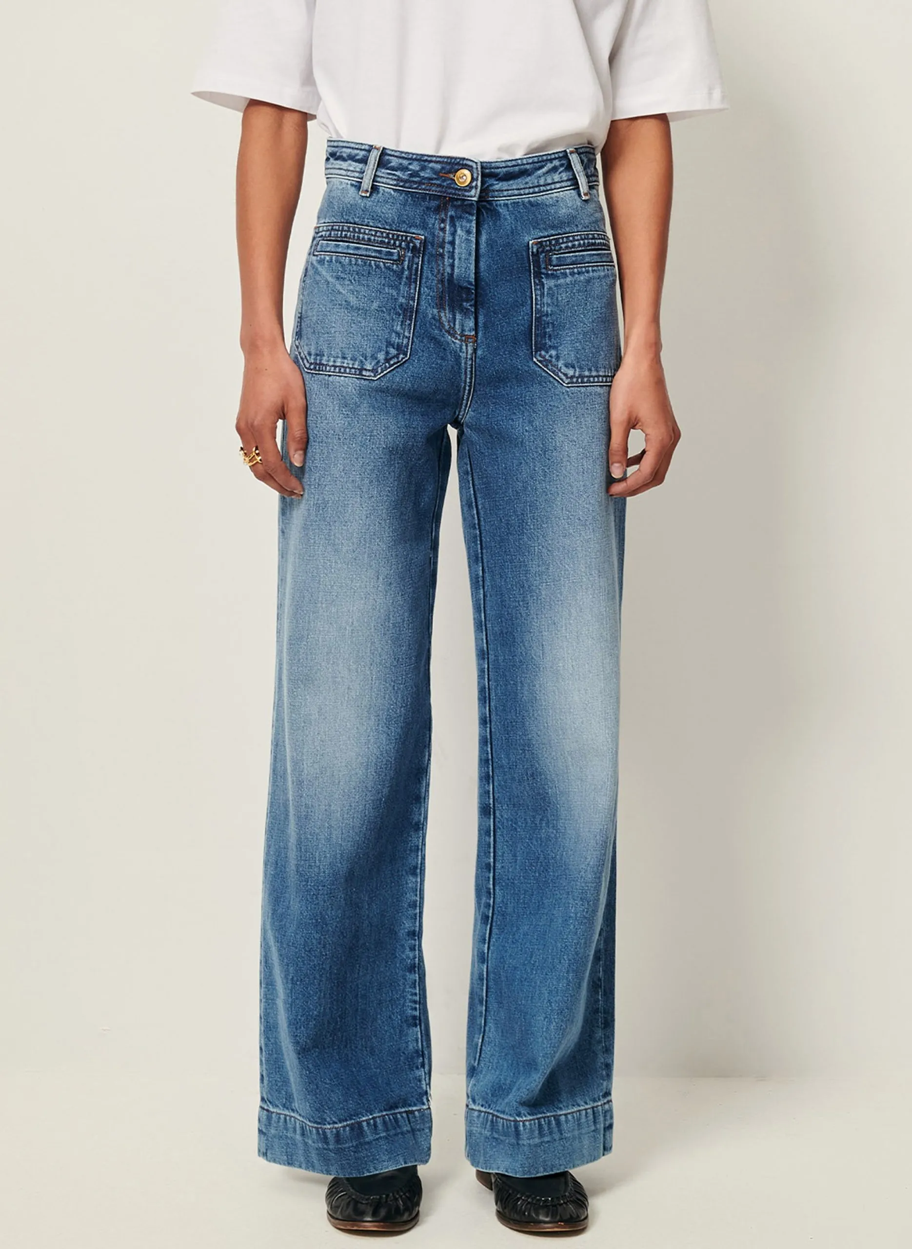 Flared High Waist Jeans Blau JOHNNY O