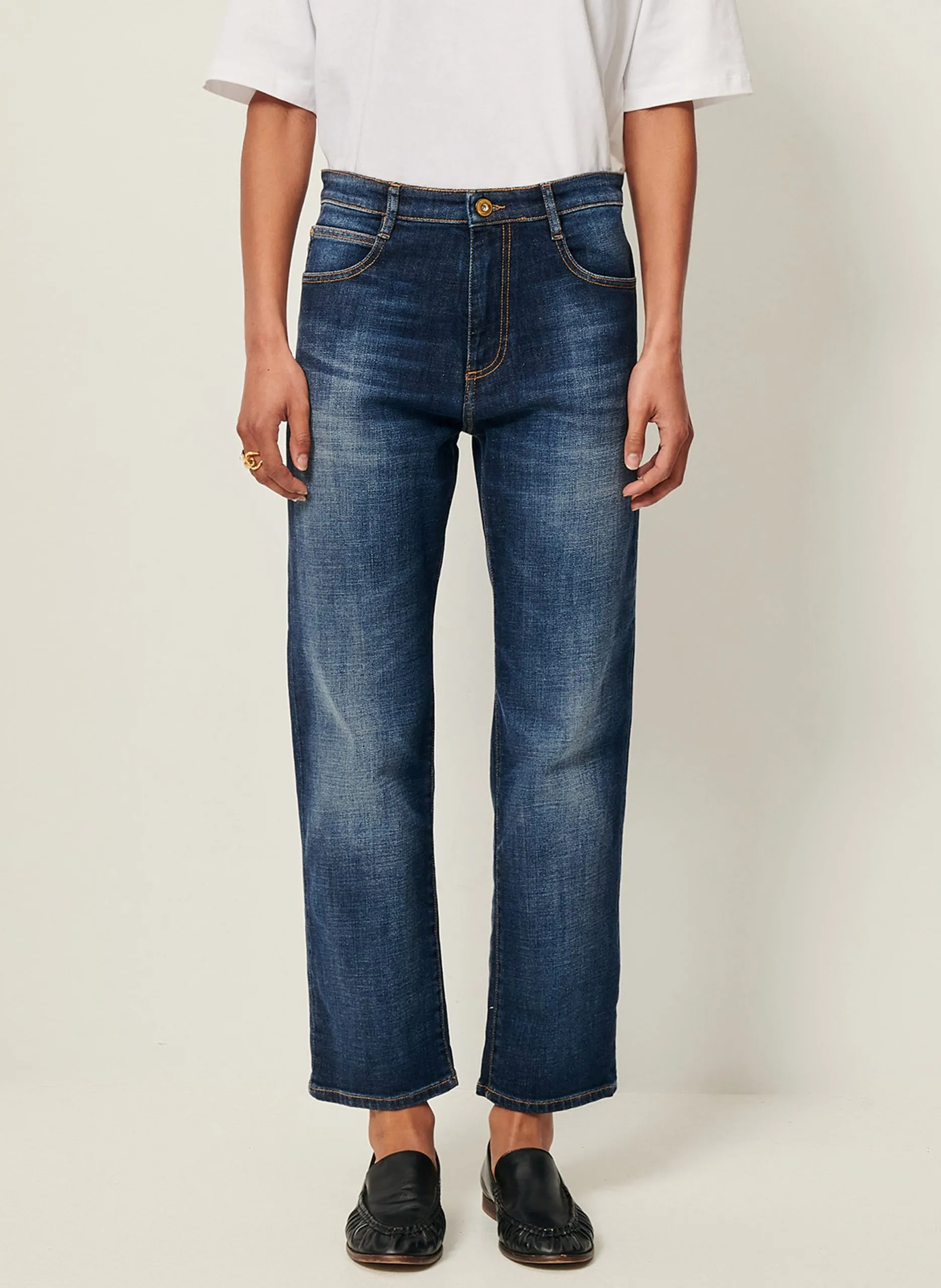 Straight Cut Jeans aus Baumwoll-Mix Blau MARINO