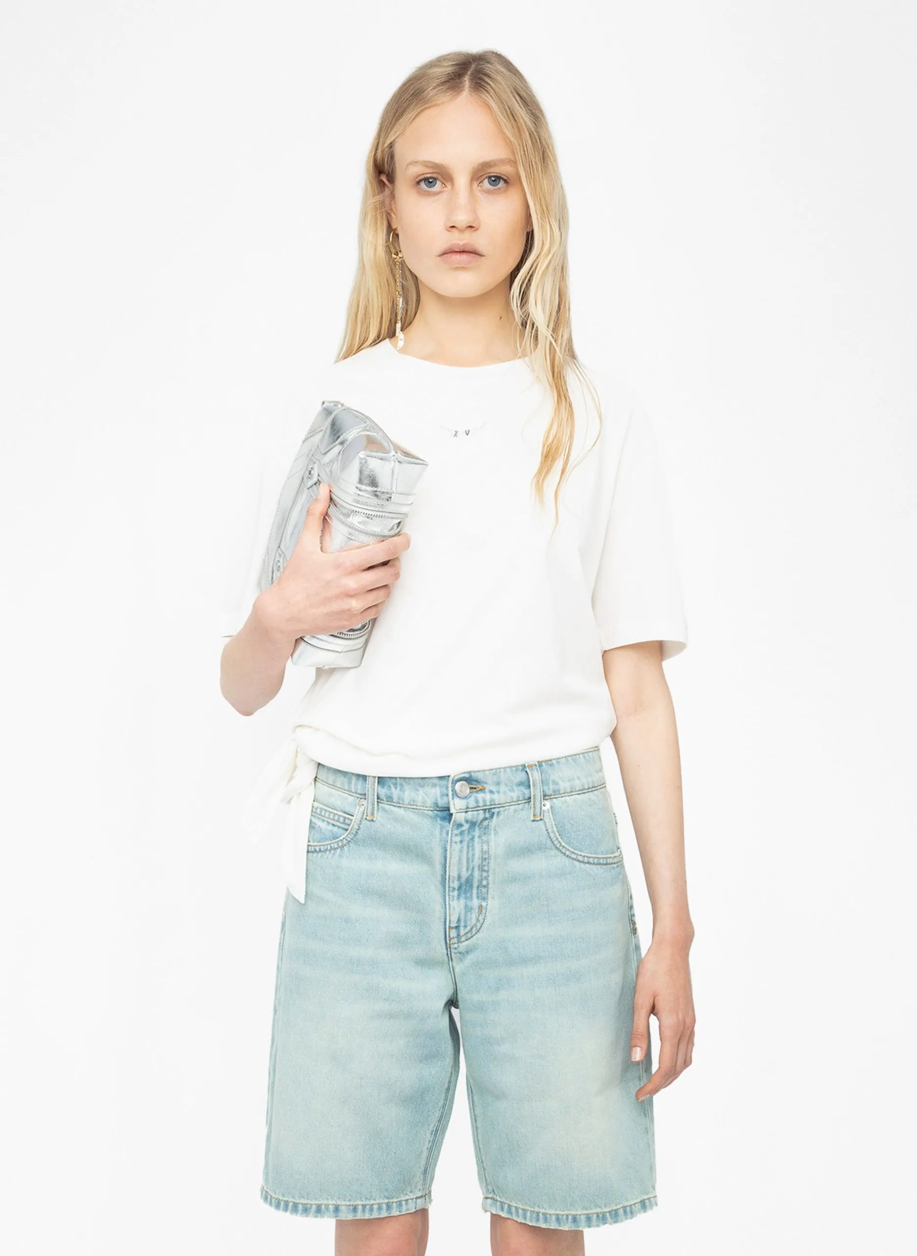 Baumwoll-Pullover mit Rundhalsausschnitt Weiss EDDA