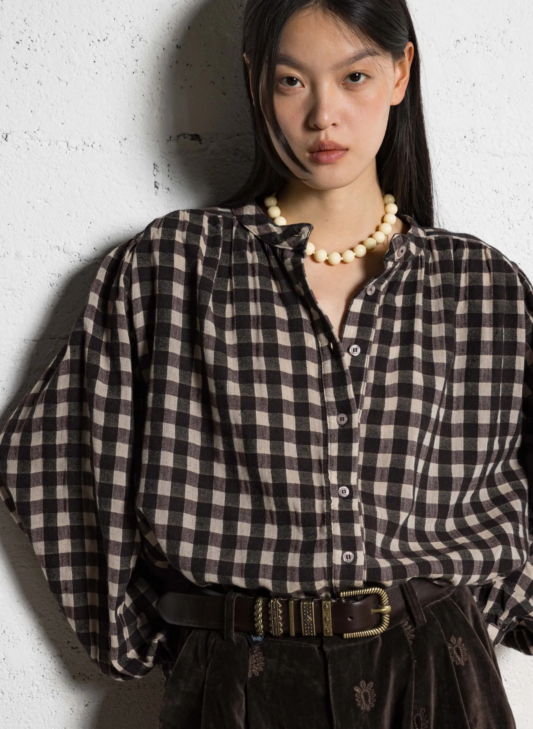 Weite Karobluse Braun BOURGOGNE REBECCA